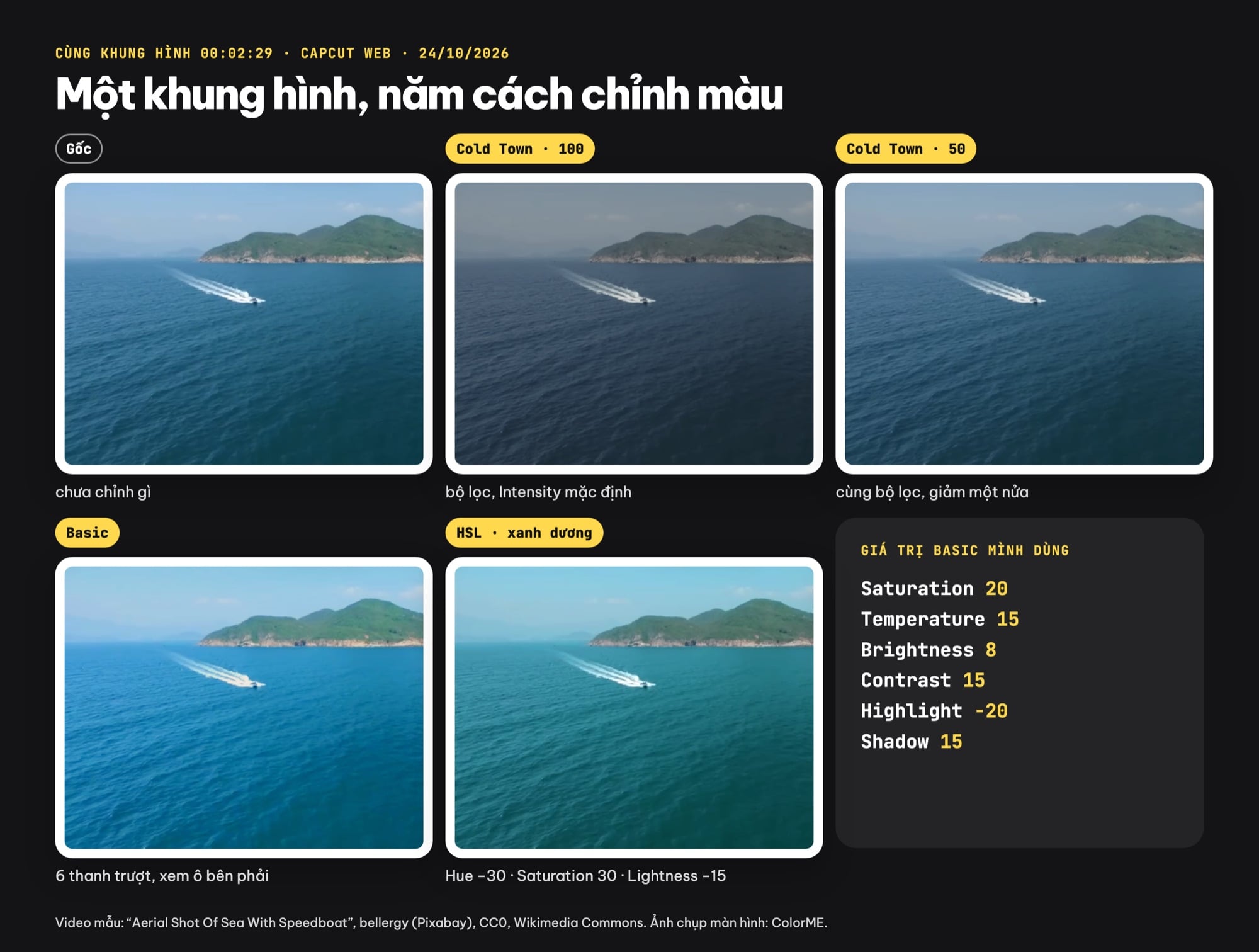 So sánh trước và sau khi chỉnh màu video trên CapCut