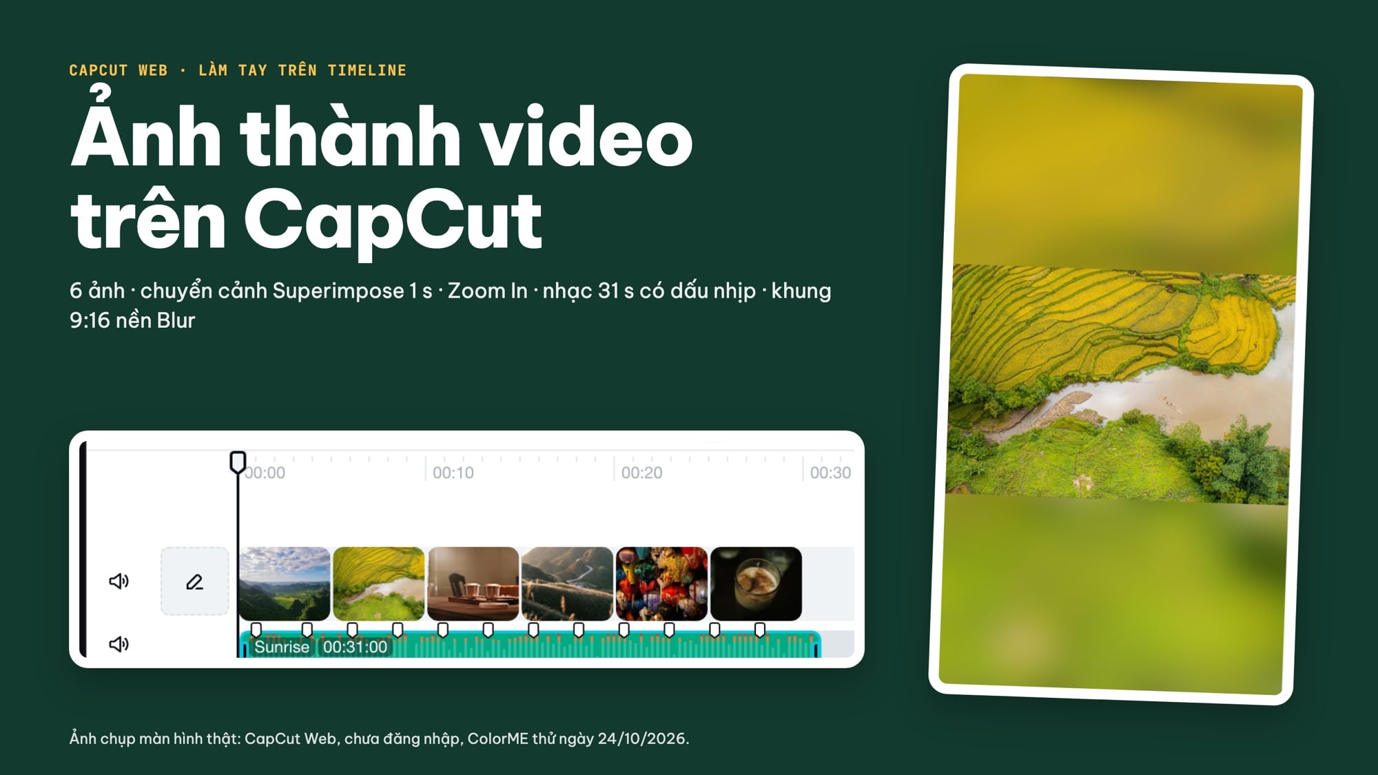 Làm video từ ảnh trên CapCut Web có nhạc và chuyển cảnh