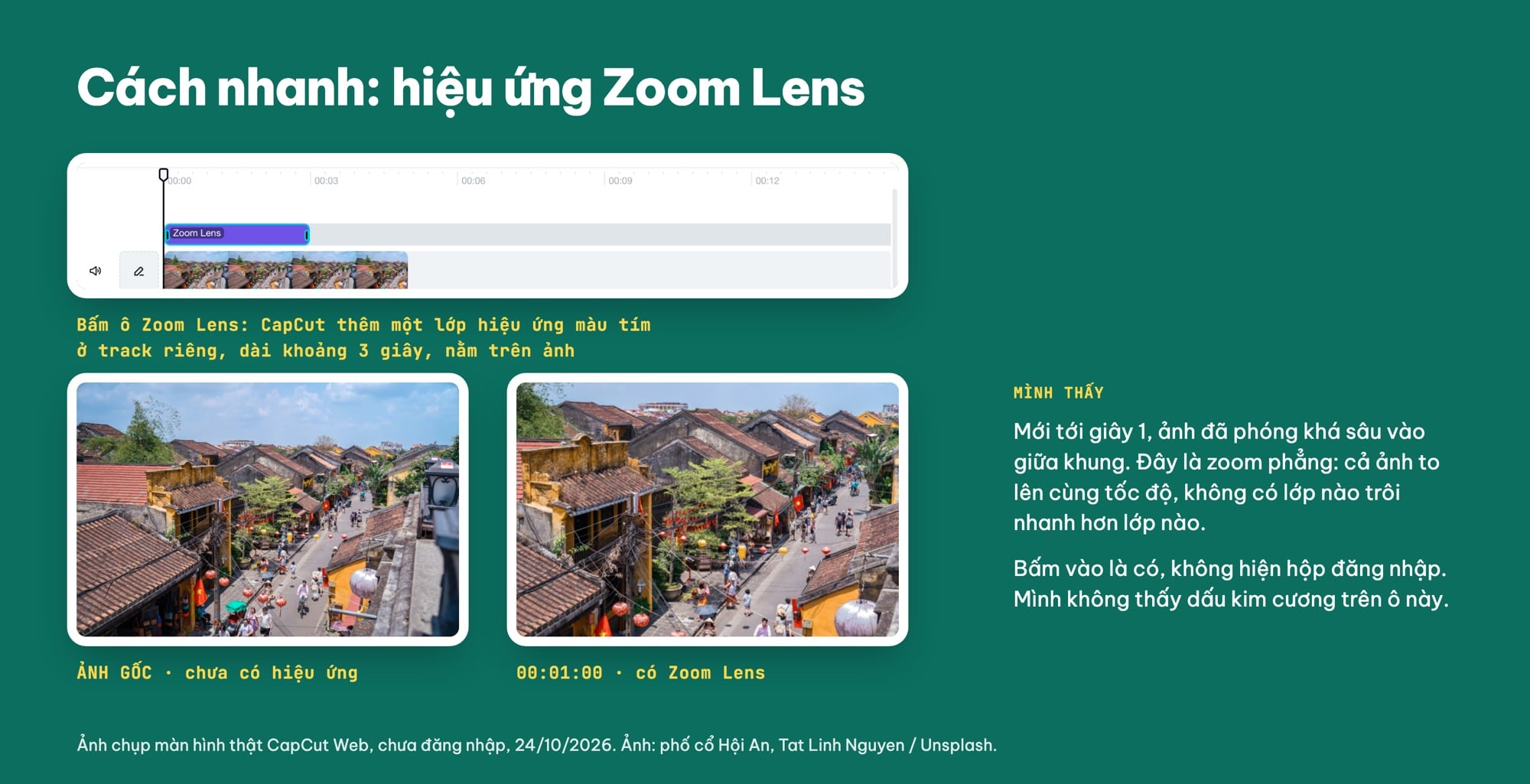 Hiệu ứng Zoom Lens trên timeline CapCut Web