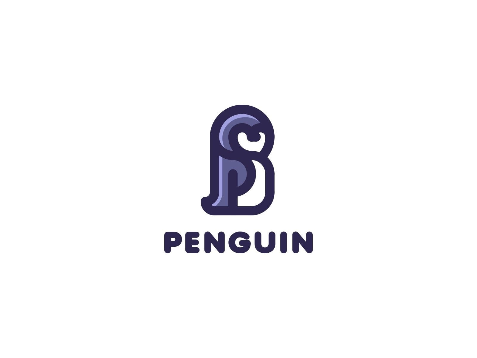 Logo chim cánh cụt tối giản màu tím