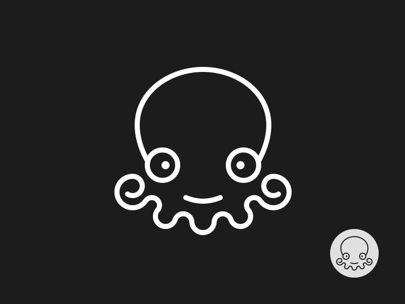 Logo bạch tuộc vẽ bằng một nét trắng trên nền đen