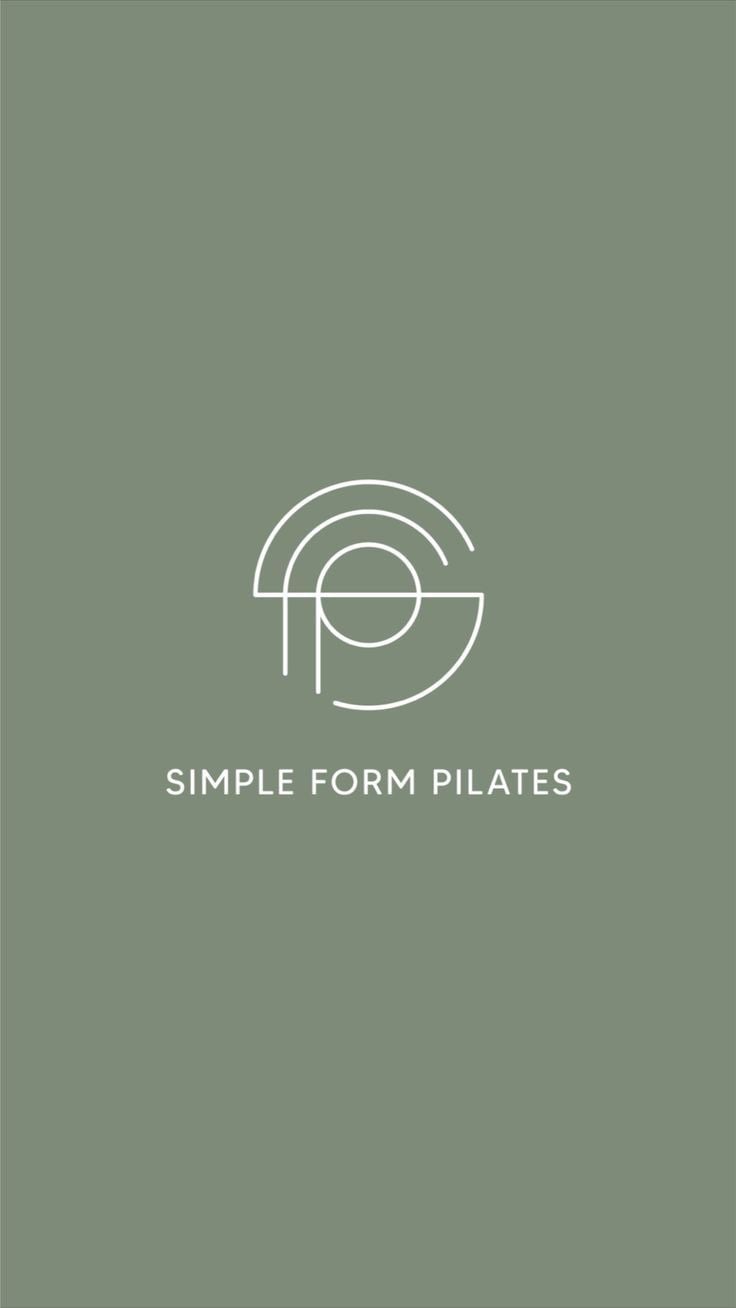 Logo pilates ghép chữ s, f, p bằng nét mảnh đồng tâm trên nền xanh xô thơm