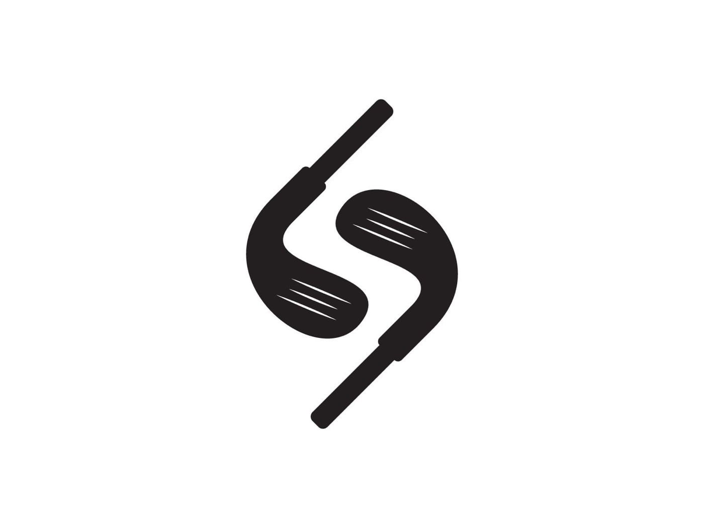 Logo golf chữ S tạo từ hai cây gậy golf đặt ngược chiều, màu đen trên nền trắng