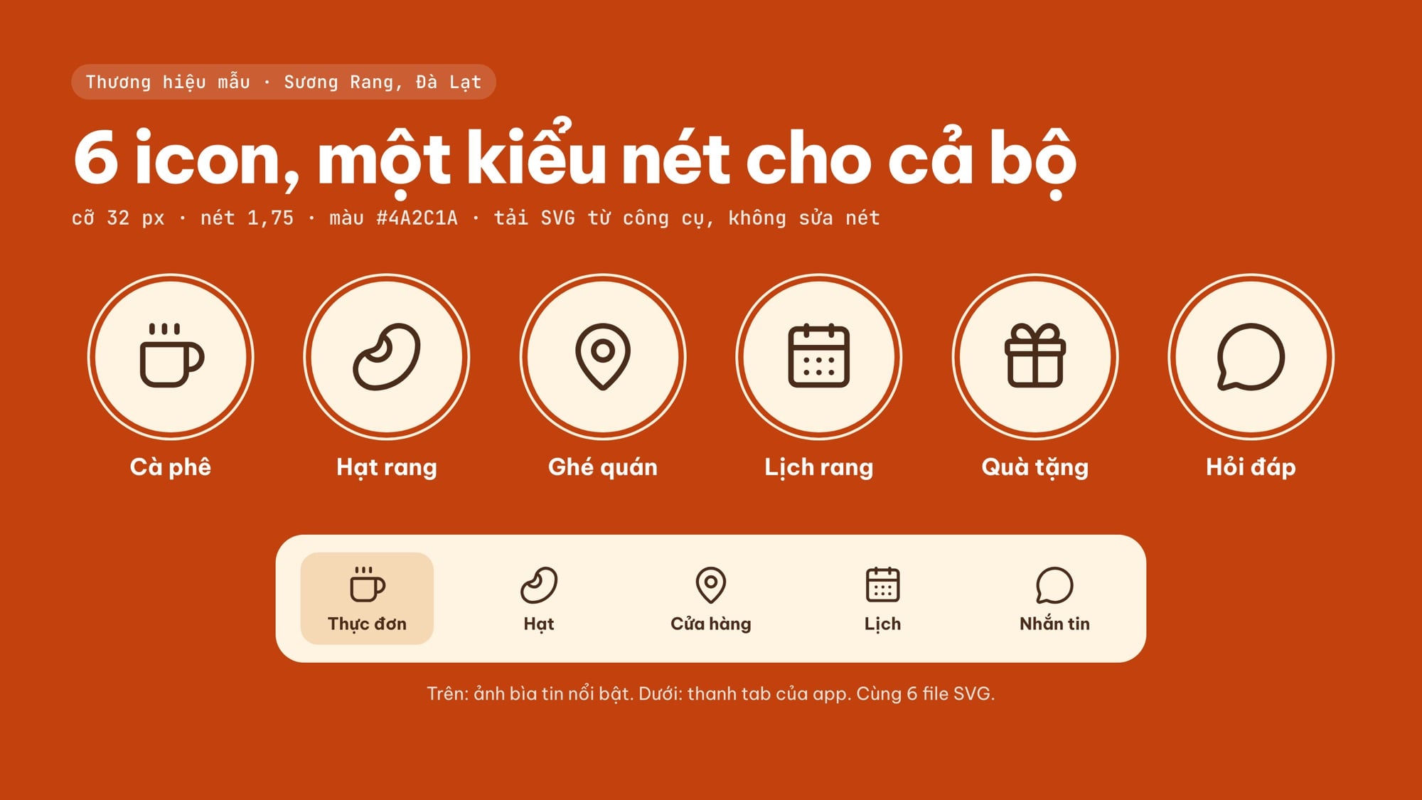 Bộ icon đồng bộ cho thương hiệu: ảnh bìa tin nổi bật và thanh tab app