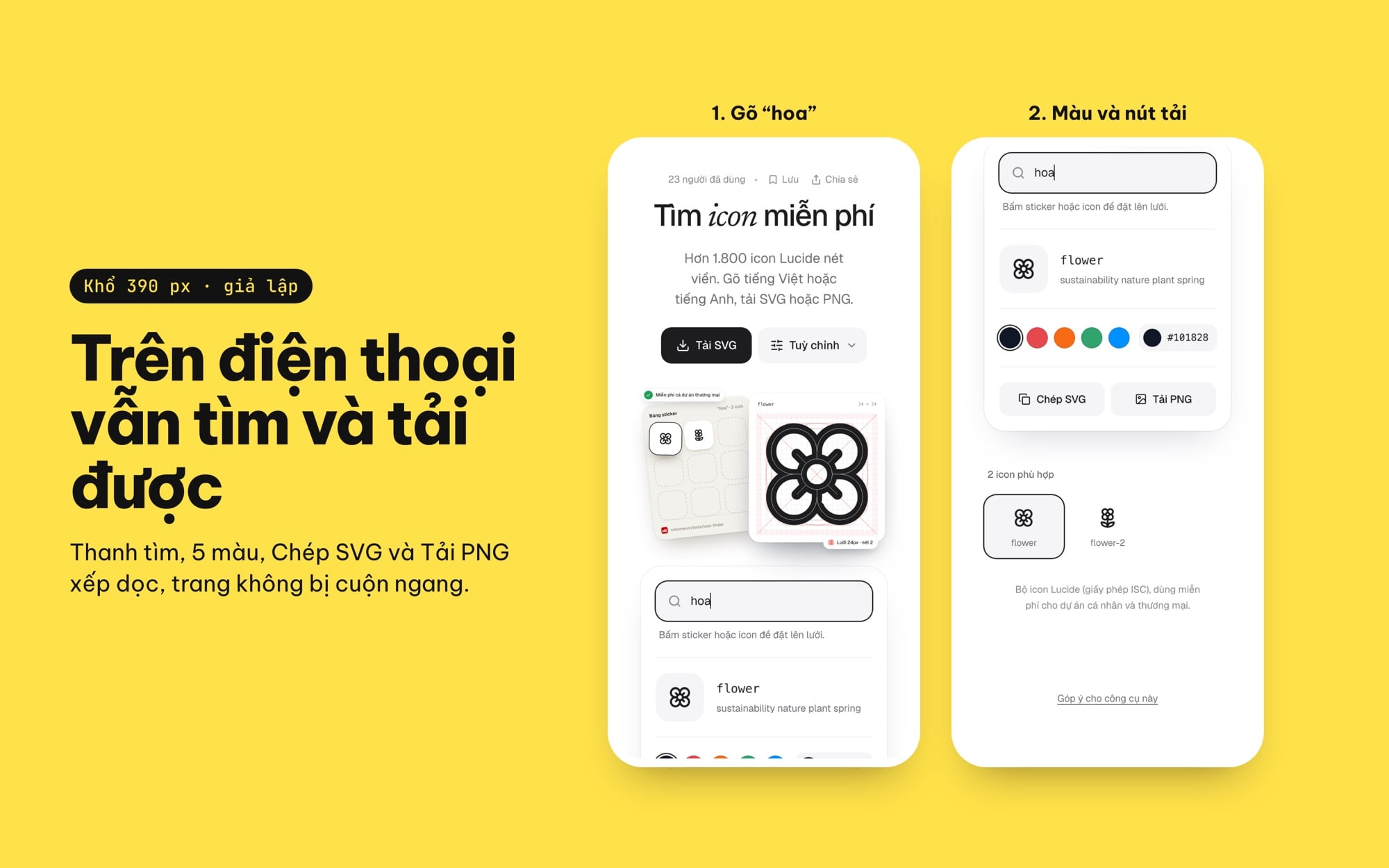 Tạo icon trên điện thoại với công cụ Tìm icon ColorME