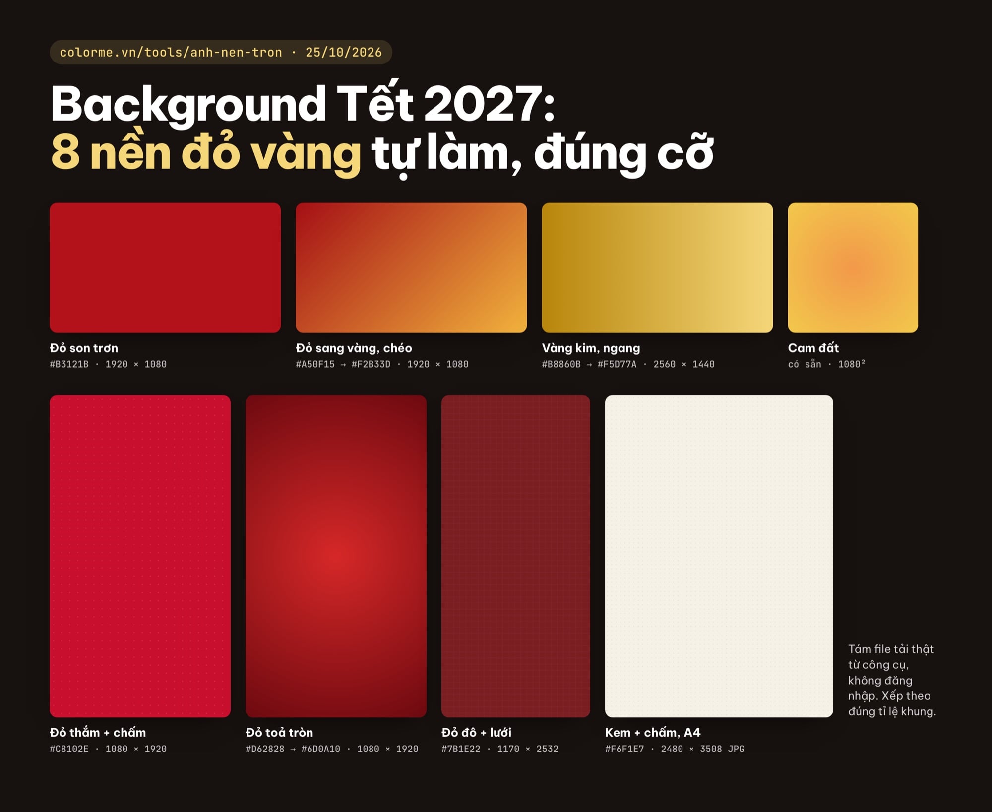 Background Tết 2027: 8 nền đỏ, vàng, kem tự làm đúng cỡ slide, story, A4, điện thoại