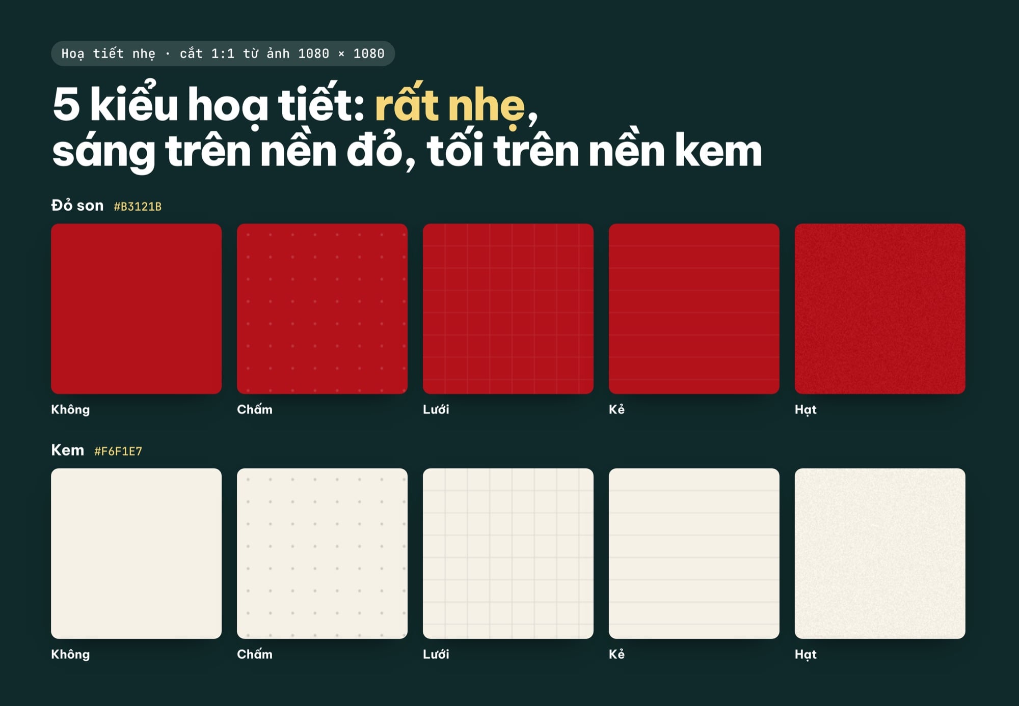 Hoạ tiết chấm, lưới, kẻ, hạt trên nền đỏ Tết và nền kem