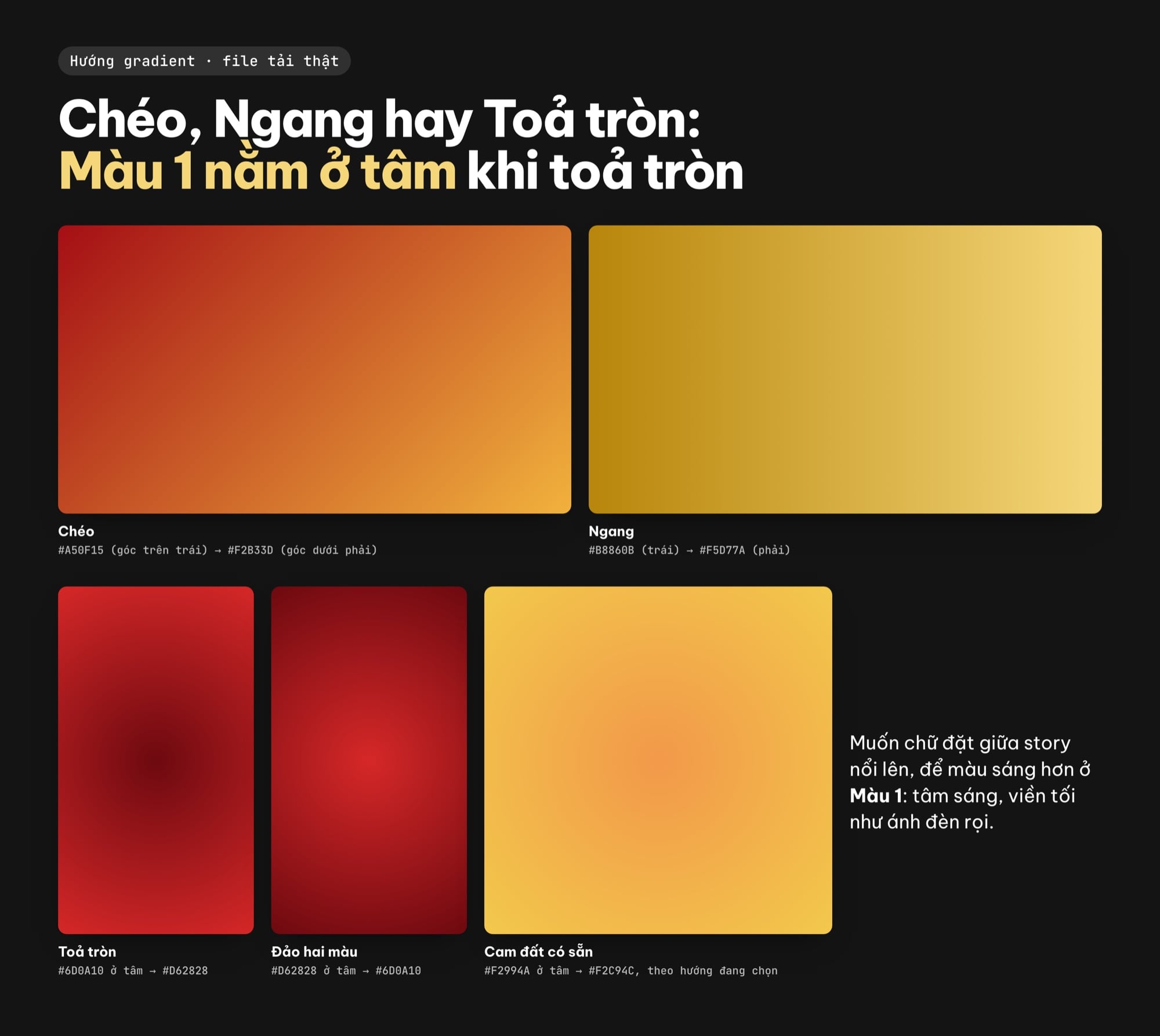 So sánh gradient chéo, ngang, toả tròn cho nền Tết đỏ vàng