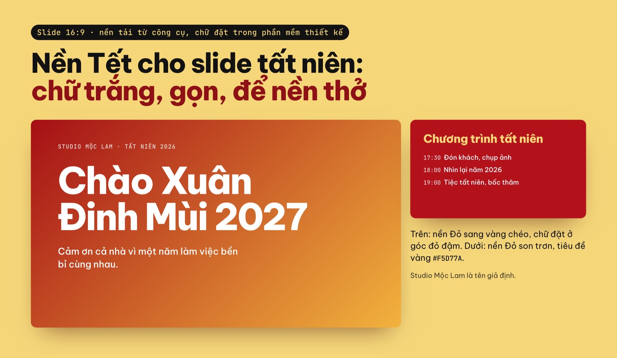 Background Tết cho slide PowerPoint tất niên 16:9 nền đỏ vàng