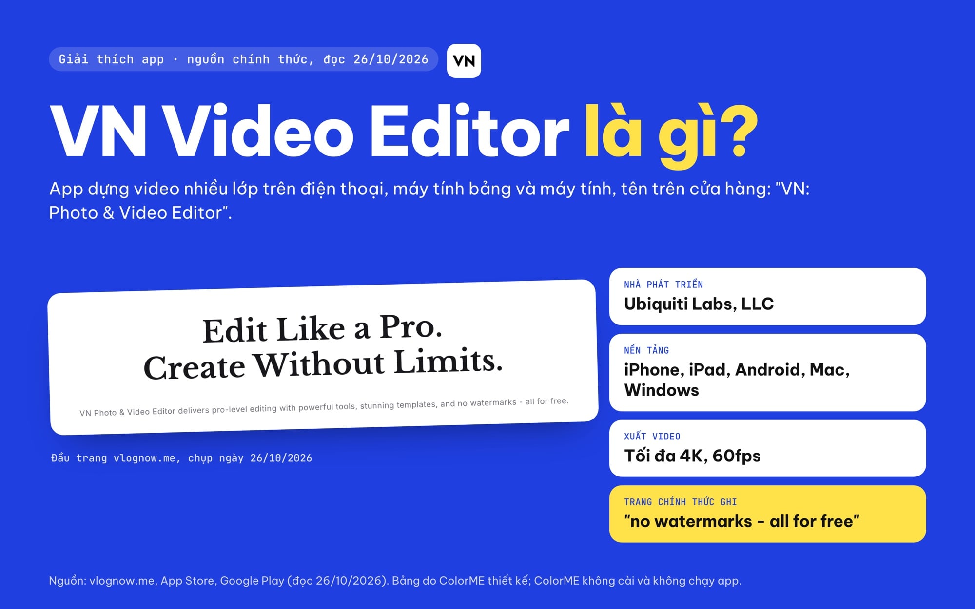 VN Video Editor là gì: app dựng video của Ubiquiti Labs chạy trên iPhone, iPad, Android, Mac, Windows