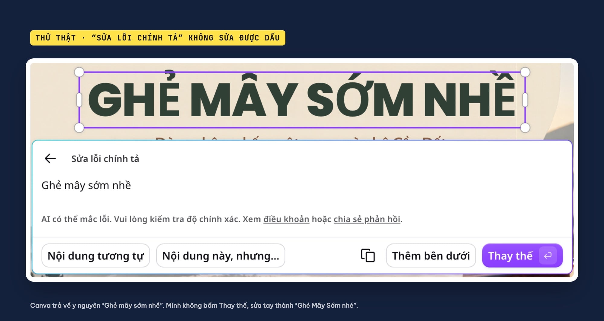 Sửa lỗi chính tả bằng AI trong Canva