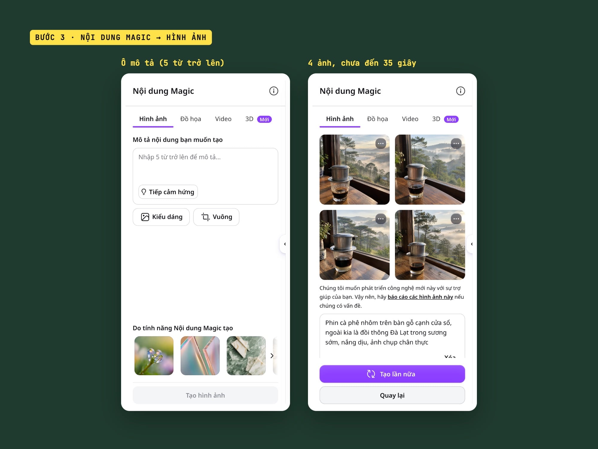 Tạo ảnh bằng AI trong Canva với Nội dung Magic