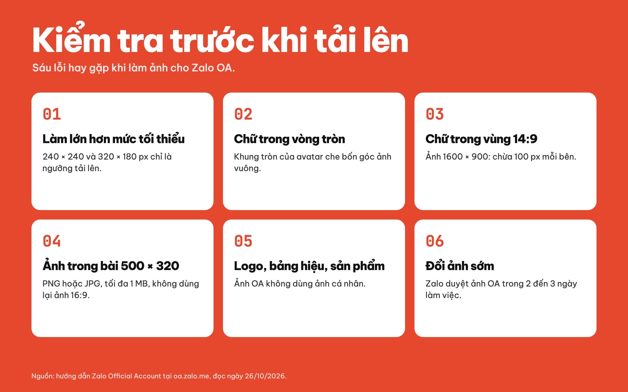 Lỗi hay gặp khi làm ảnh bìa và avatar Zalo OA