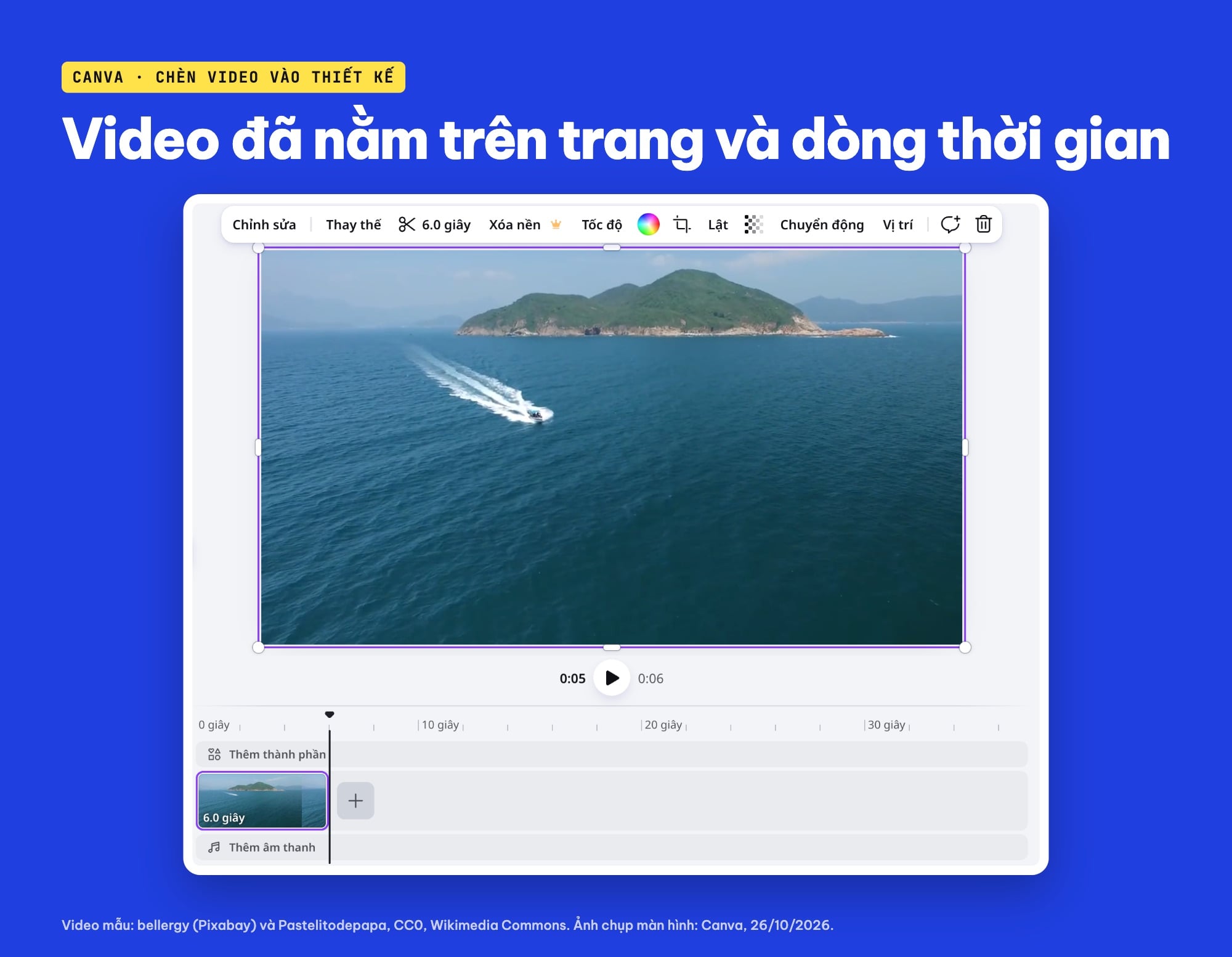 Chèn video vào Canva: clip trên trang và dòng thời gian