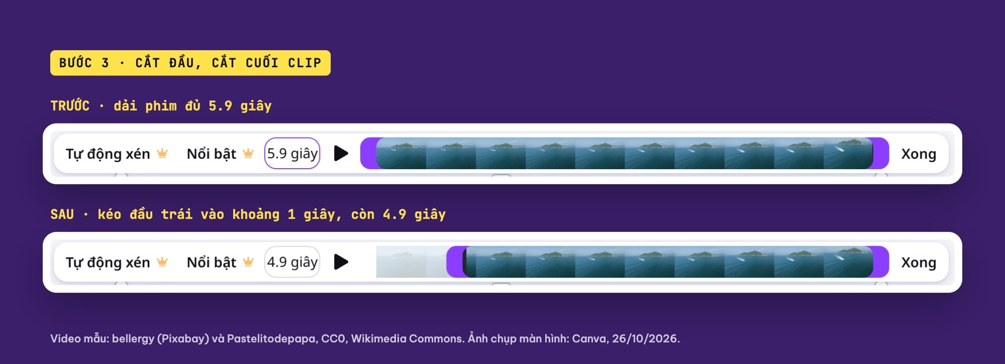 Cắt đầu cắt cuối video trong Canva