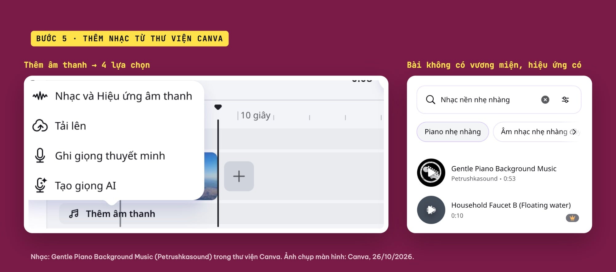 Thêm nhạc vào video trong Canva
