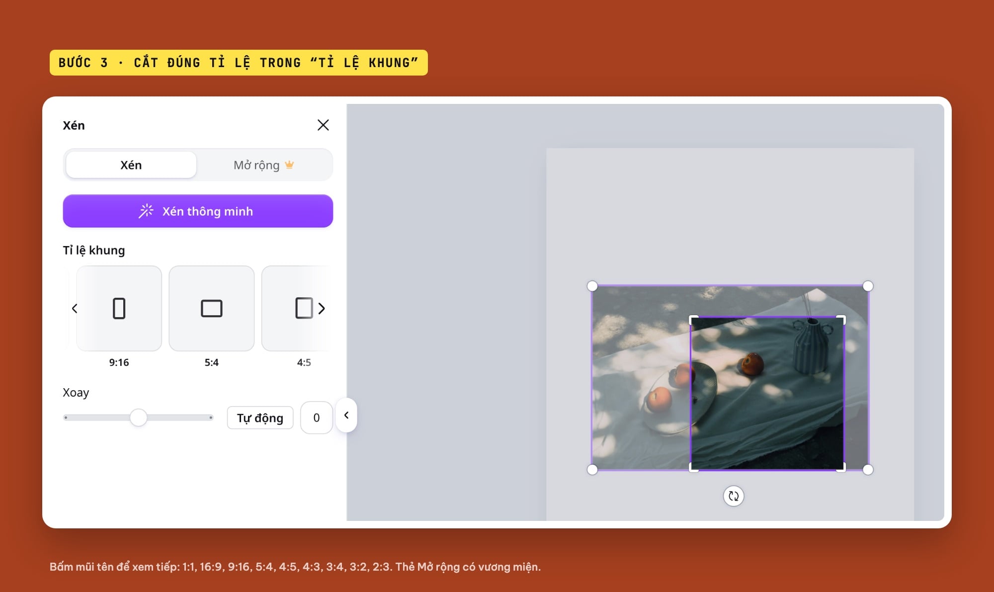 Cắt ảnh theo tỉ lệ trong Canva