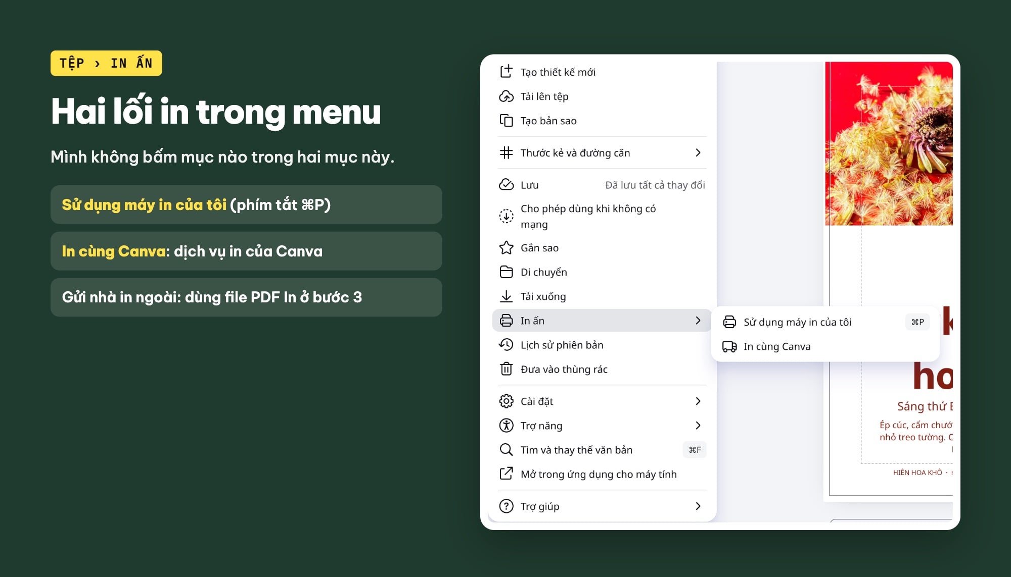 Menu In ấn trong Canva