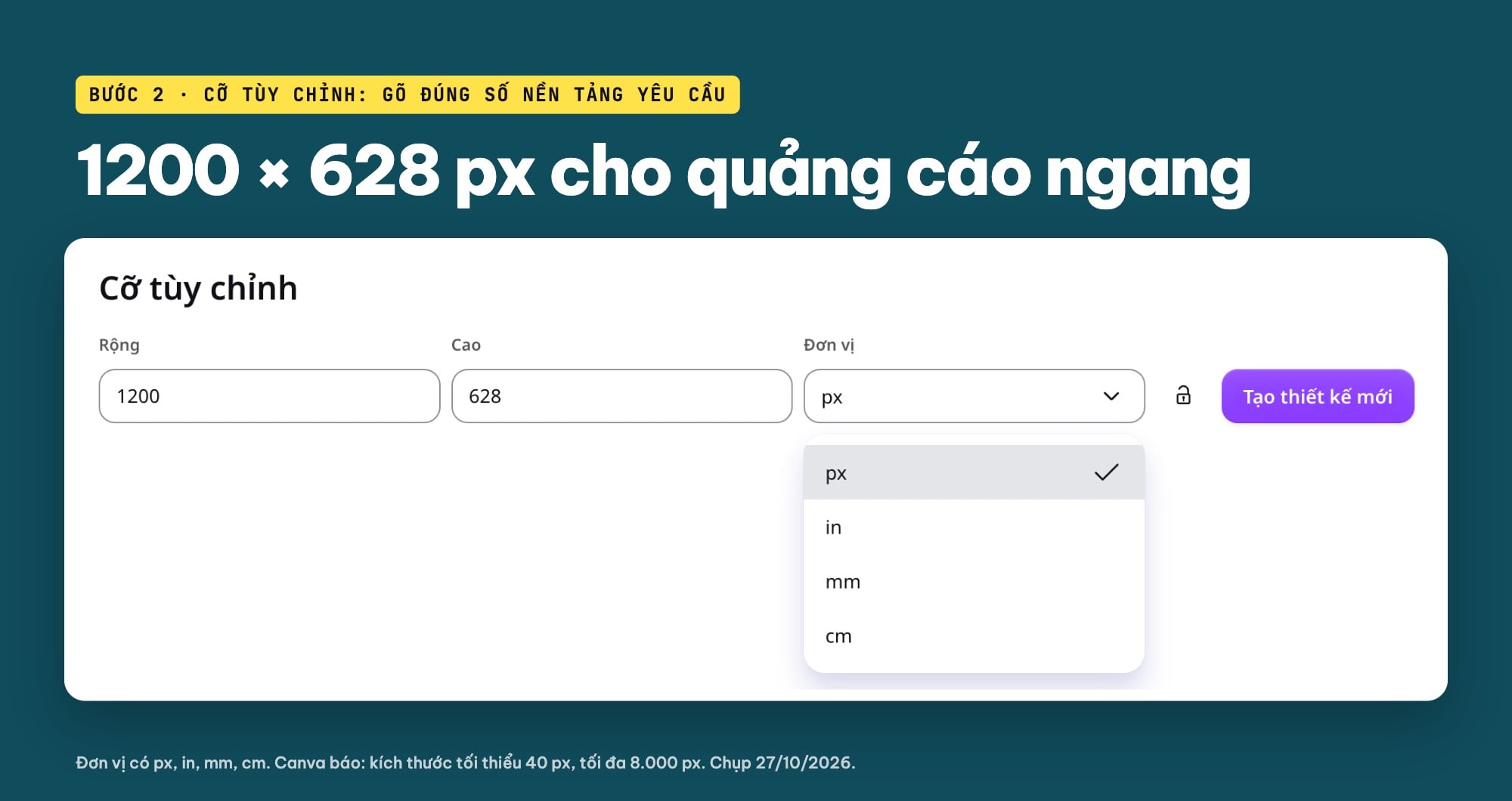 Tạo banner cỡ tùy chỉnh trên Canva