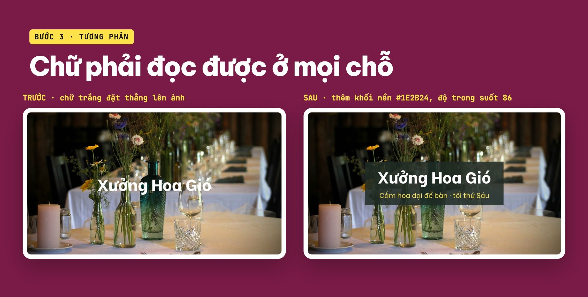Tăng tương phản chữ trên banner Canva