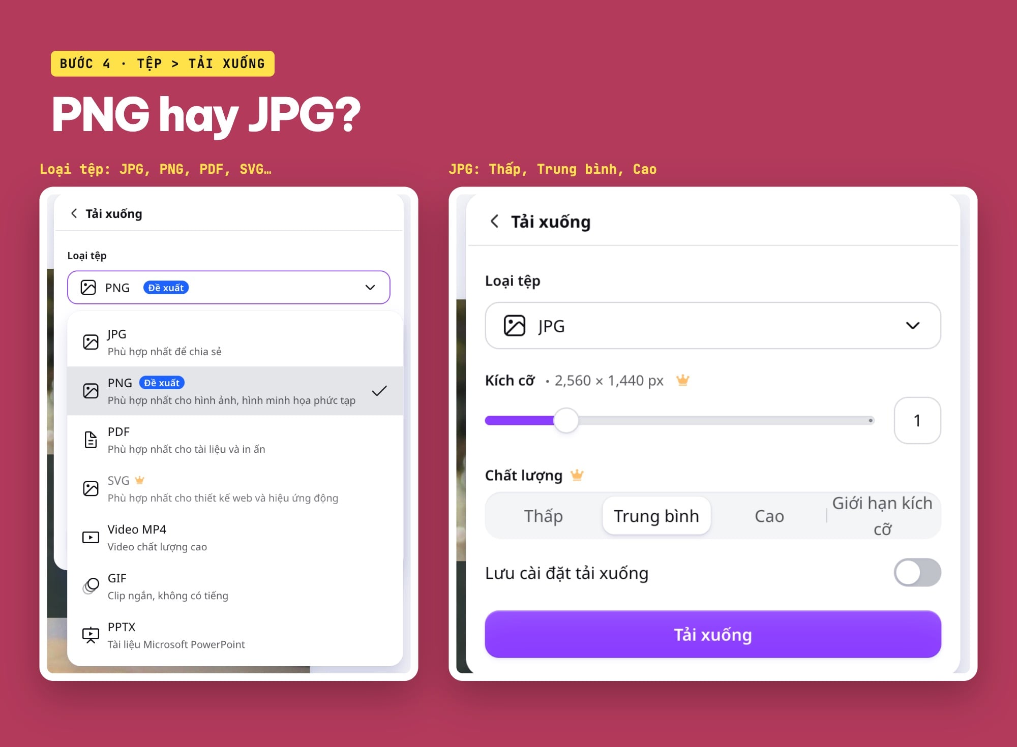 Tải banner Canva dạng PNG hoặc JPG