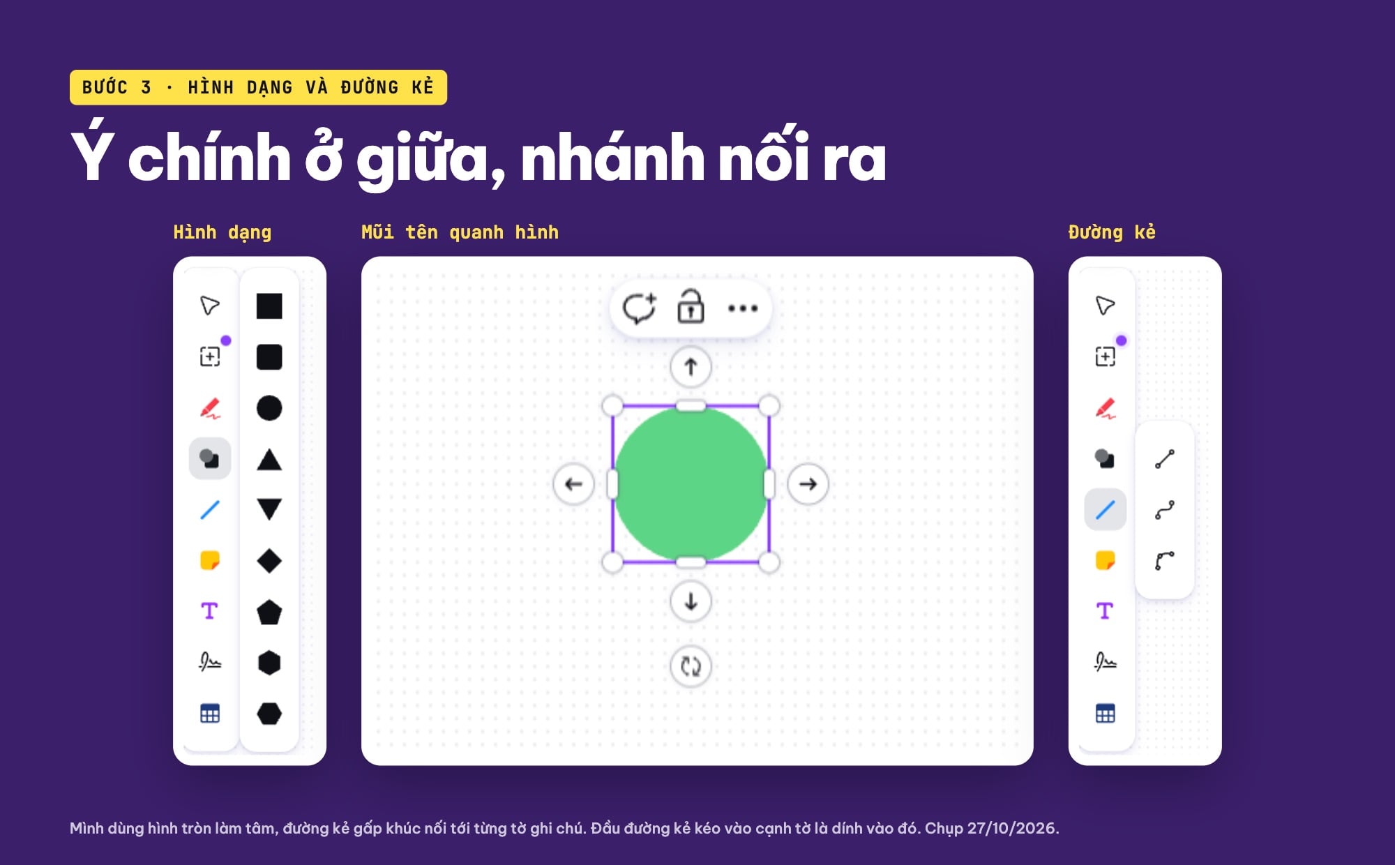 Hình dạng và đường kẻ nối trong Canva Whiteboard