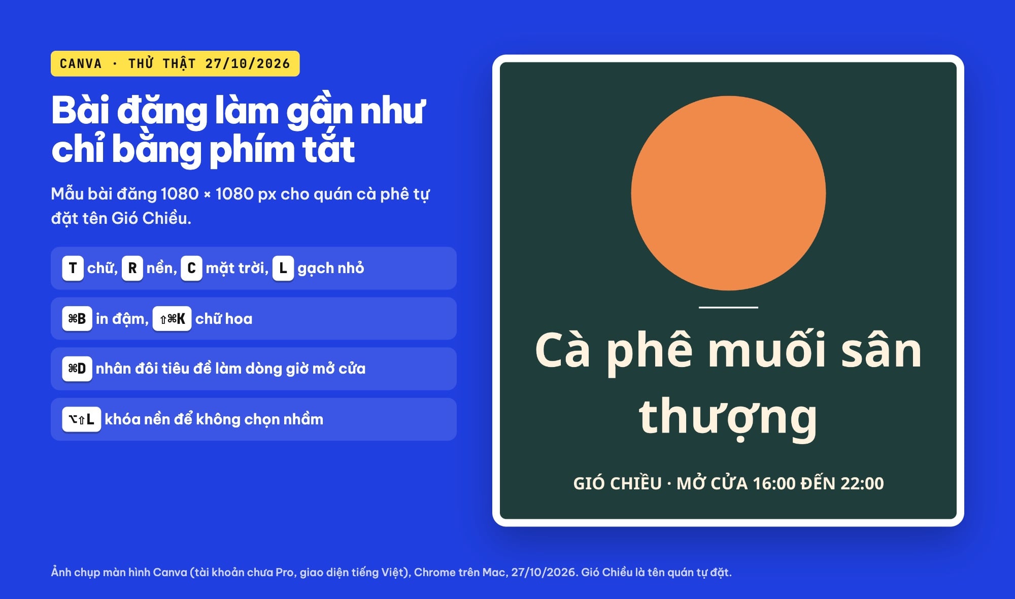 Bài đăng mẫu làm bằng phím tắt Canva