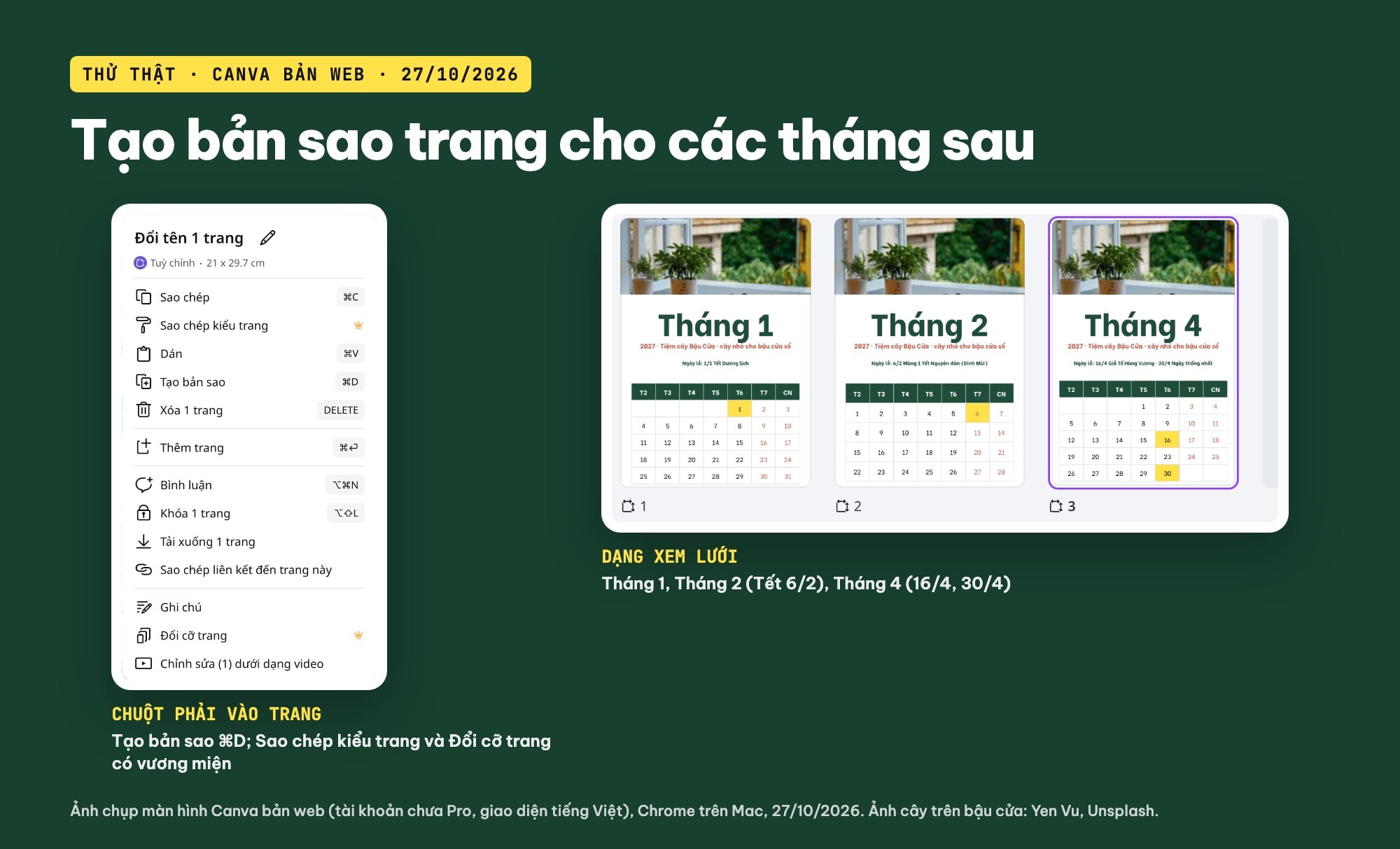 Tạo bản sao trang để làm 12 tháng lịch trên Canva