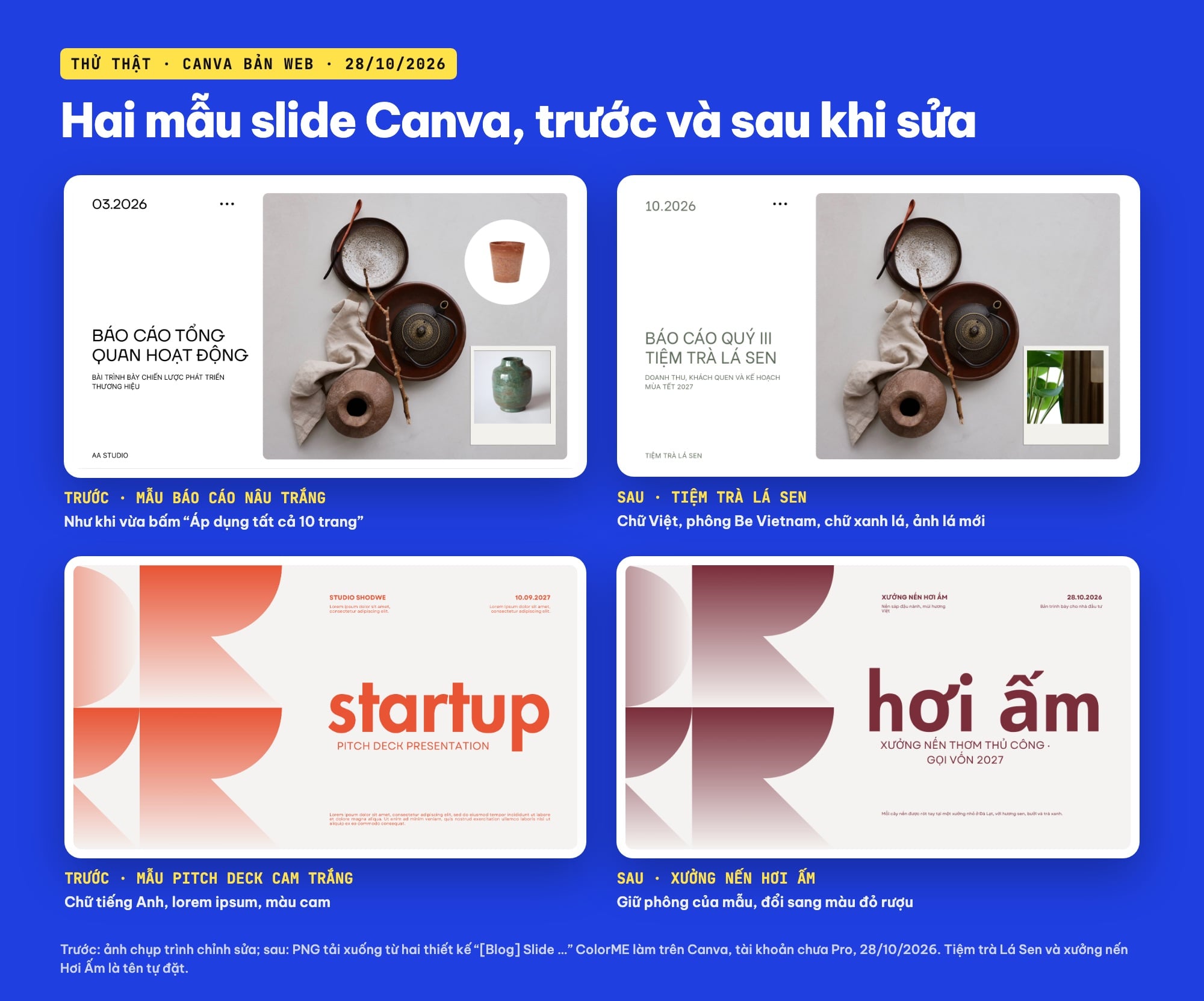 Mẫu slide Canva đẹp trước và sau khi sửa sang tiếng Việt