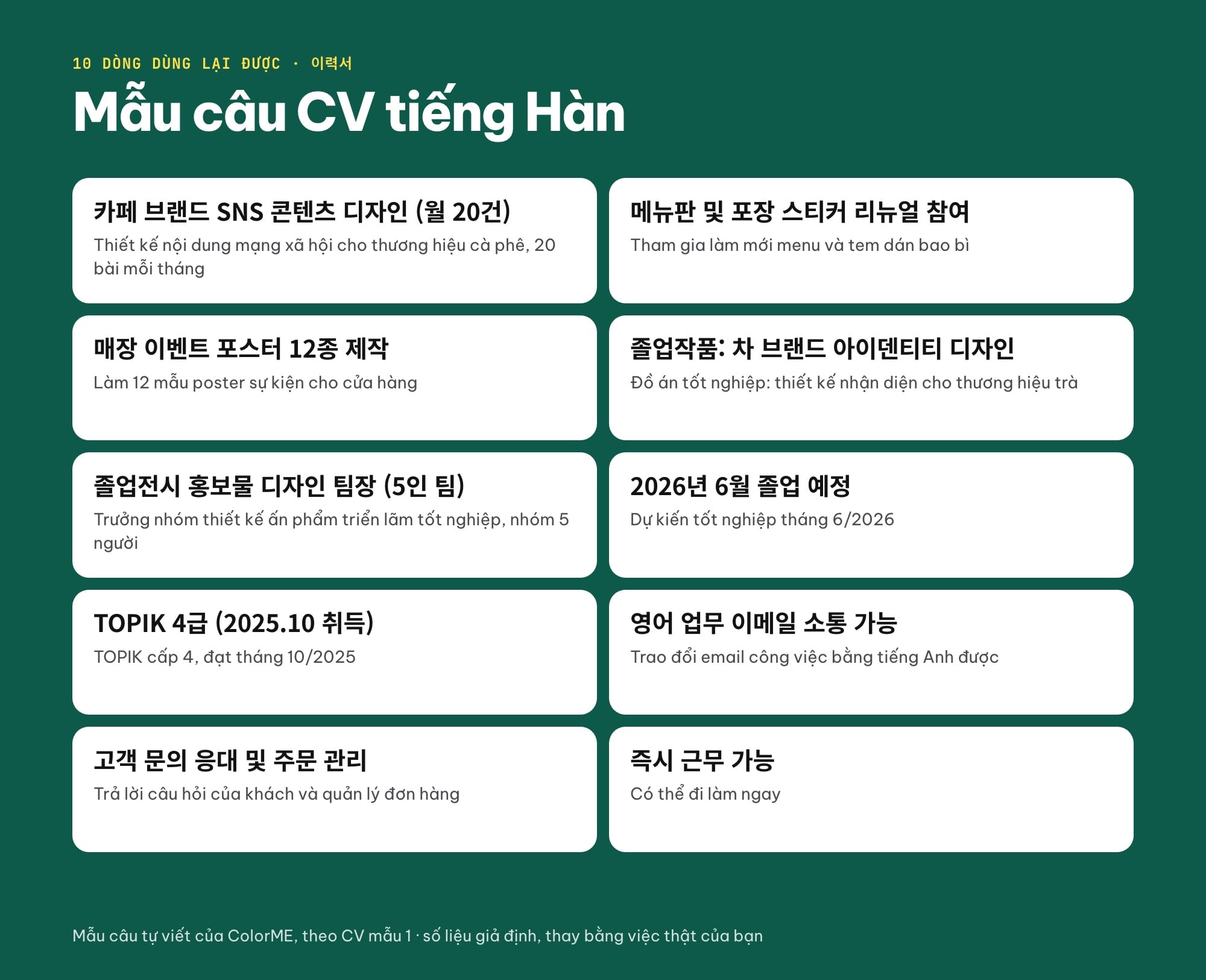 Mẫu câu CV tiếng Hàn có nghĩa tiếng Việt
