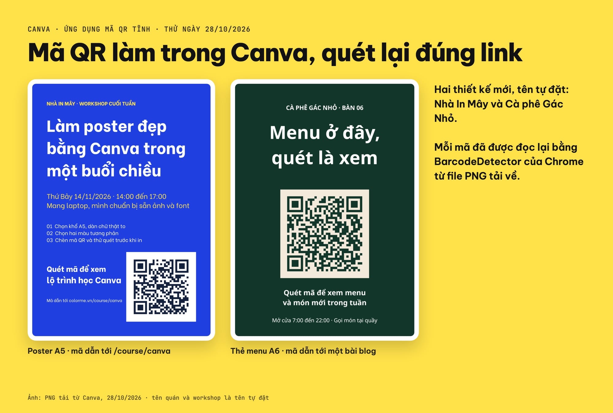 Mã QR trong Canva chèn vào poster và menu