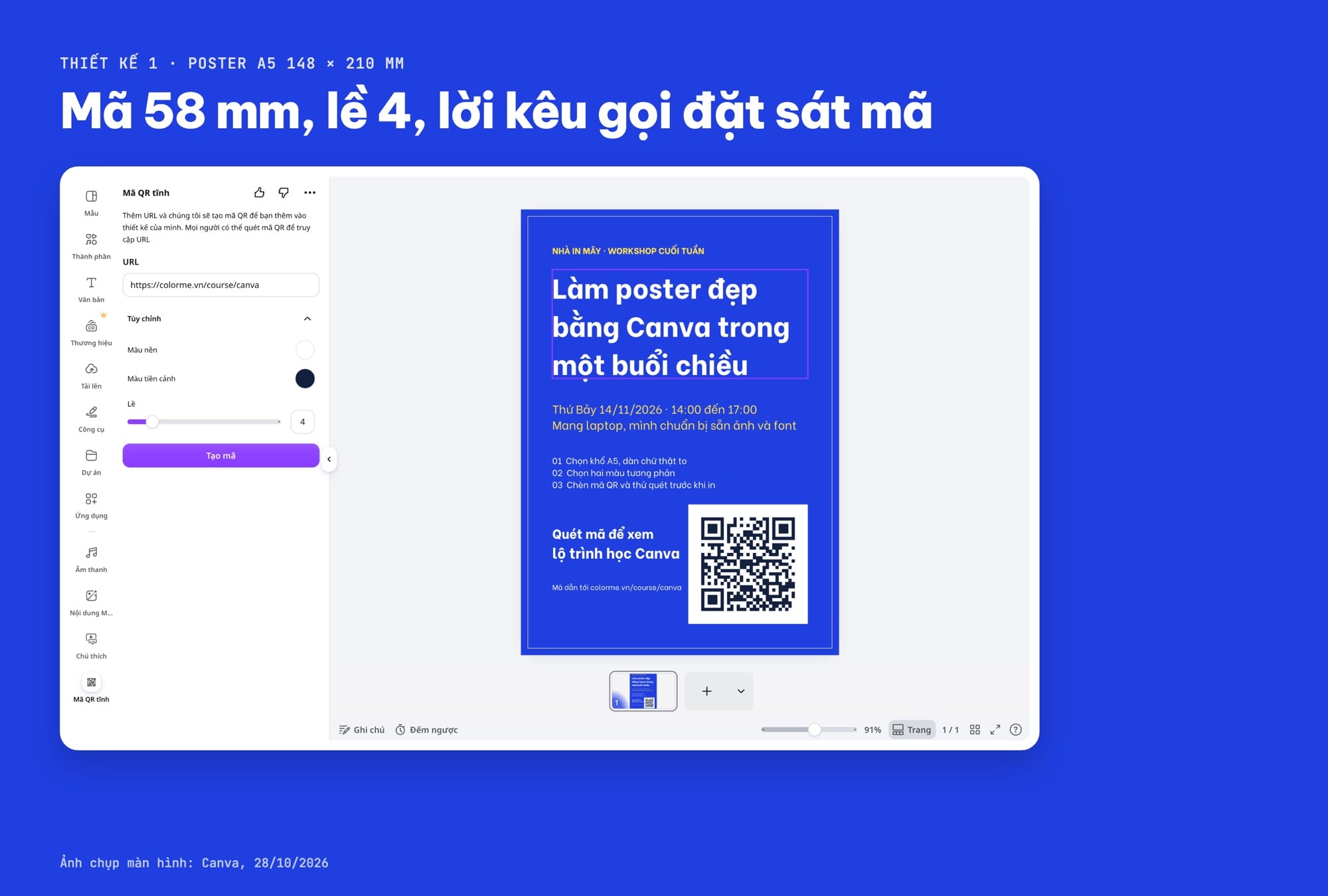 Chèn mã QR vào poster Canva
