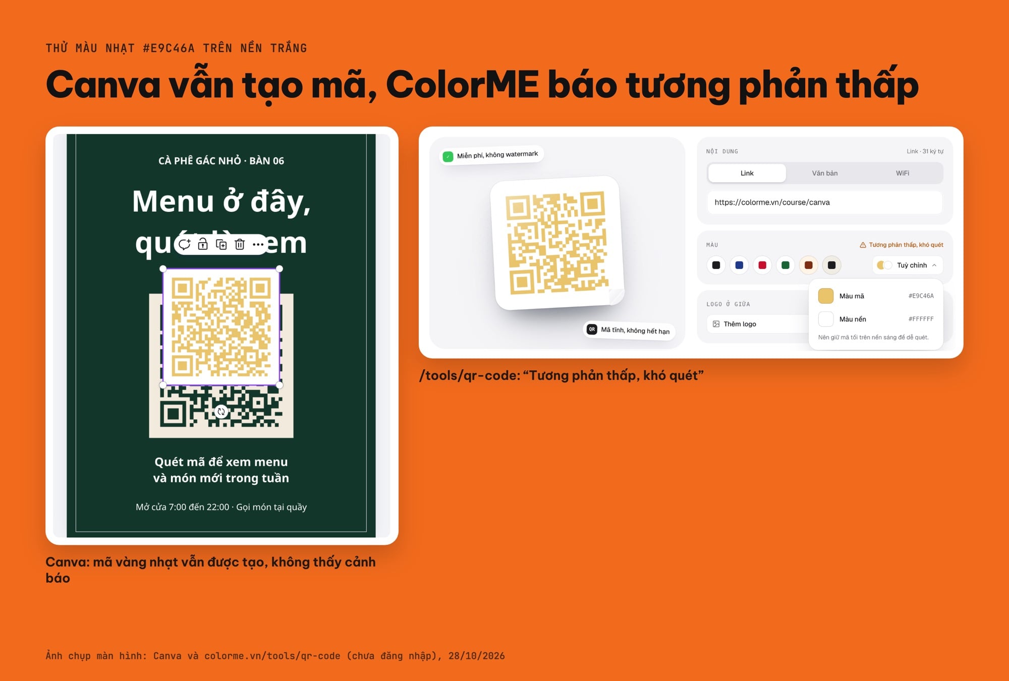 Mã QR màu nhạt tương phản thấp