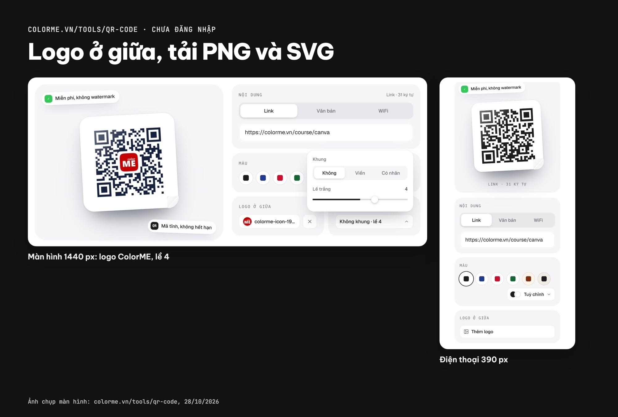 Tạo mã QR có logo tải PNG SVG