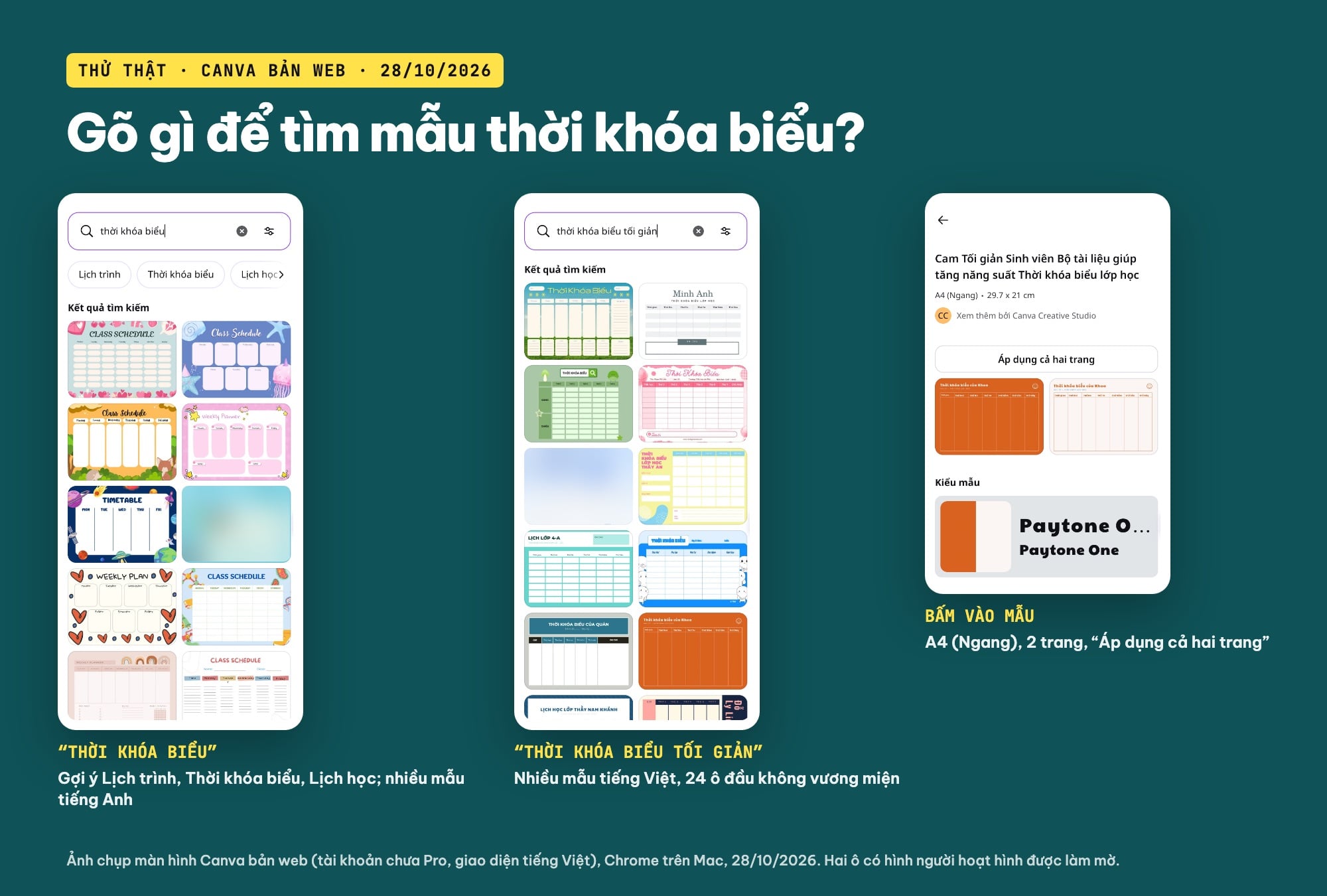 Tìm mẫu thời khóa biểu trên Canva bằng từ khoá