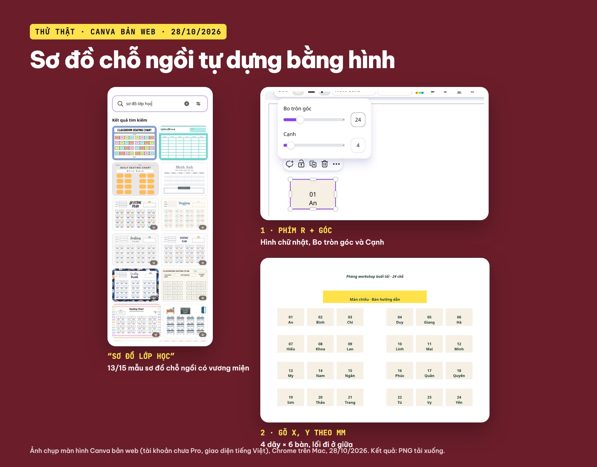Sơ đồ lớp Canva, sơ đồ chỗ ngồi tự dựng