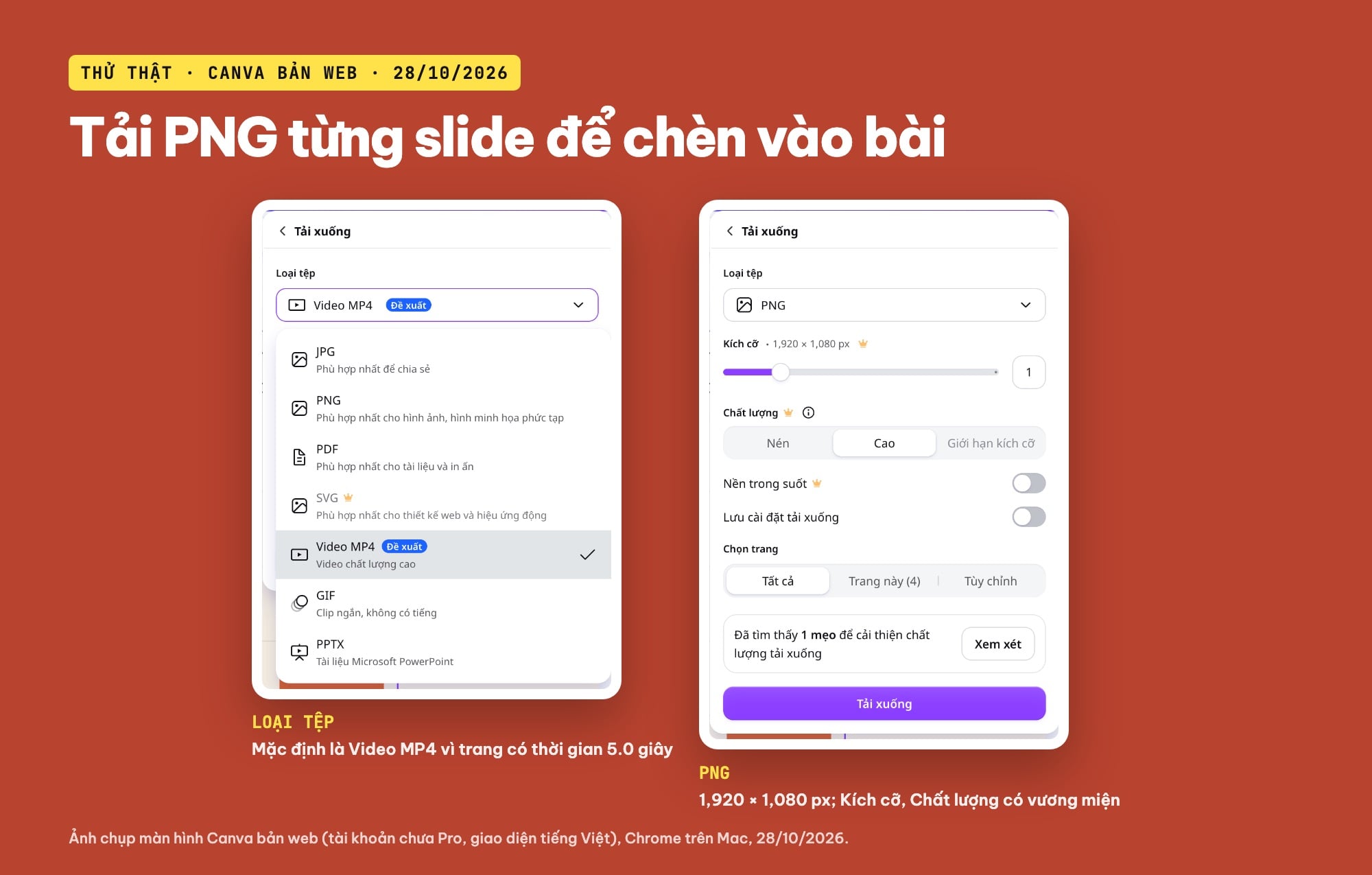 Tải slide Canva dạng PNG