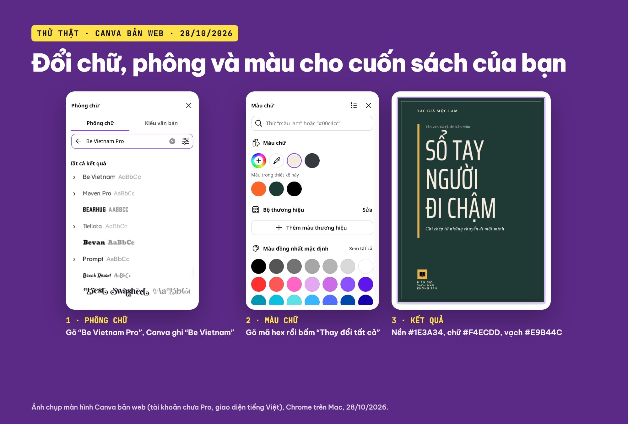 Đổi phông và màu bìa sách trên Canva