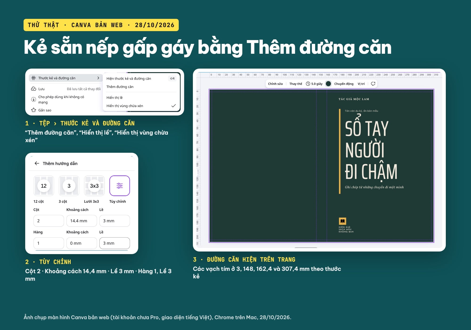 Kẻ đường gáy sách bằng đường căn trong Canva