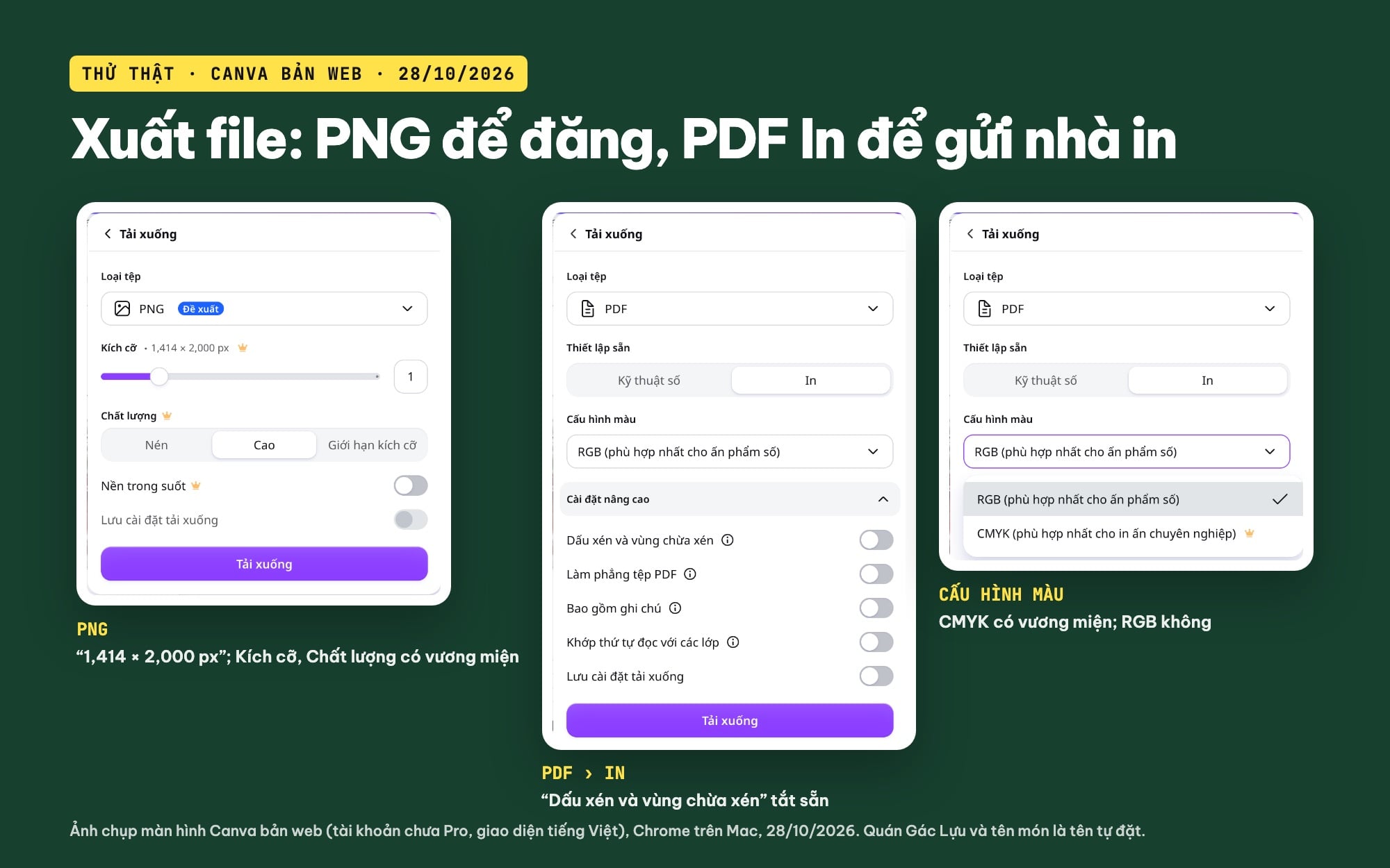 Xuất file in menu từ Canva
