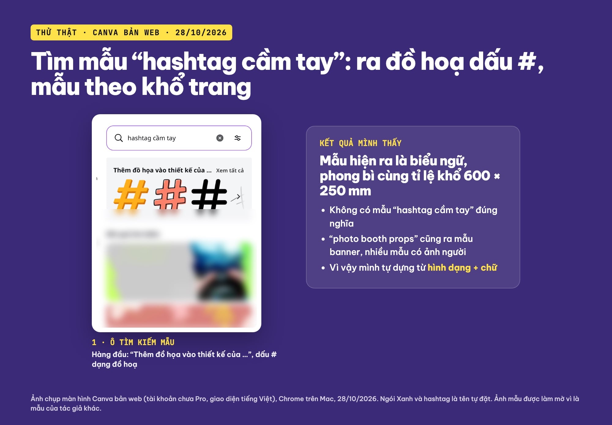 Tìm mẫu hashtag cầm tay trên Canva
