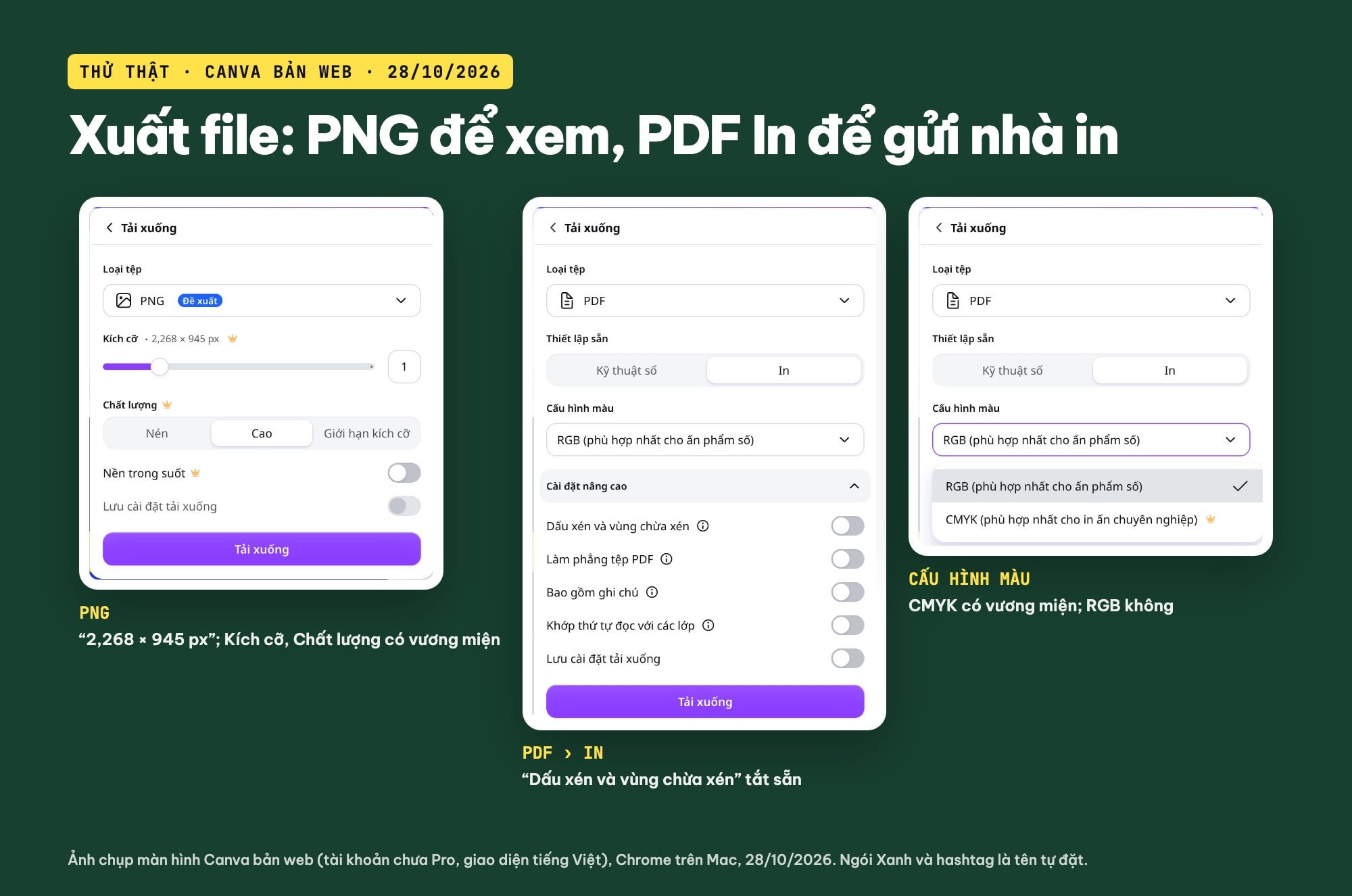 Xuất file in hashtag cầm tay từ Canva