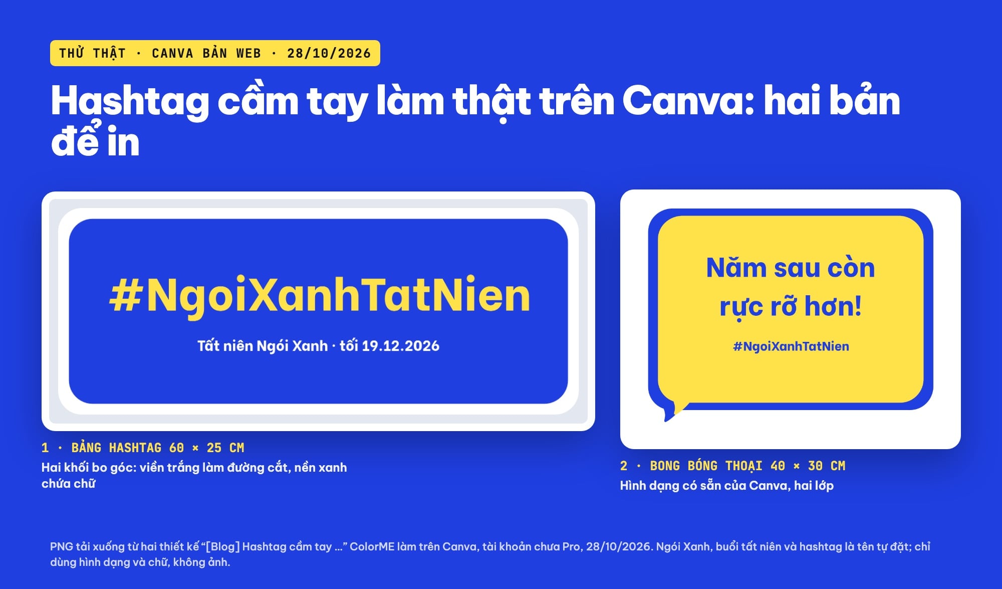 Thiết kế hashtag cầm tay trên Canva: bảng hashtag và bong bóng thoại