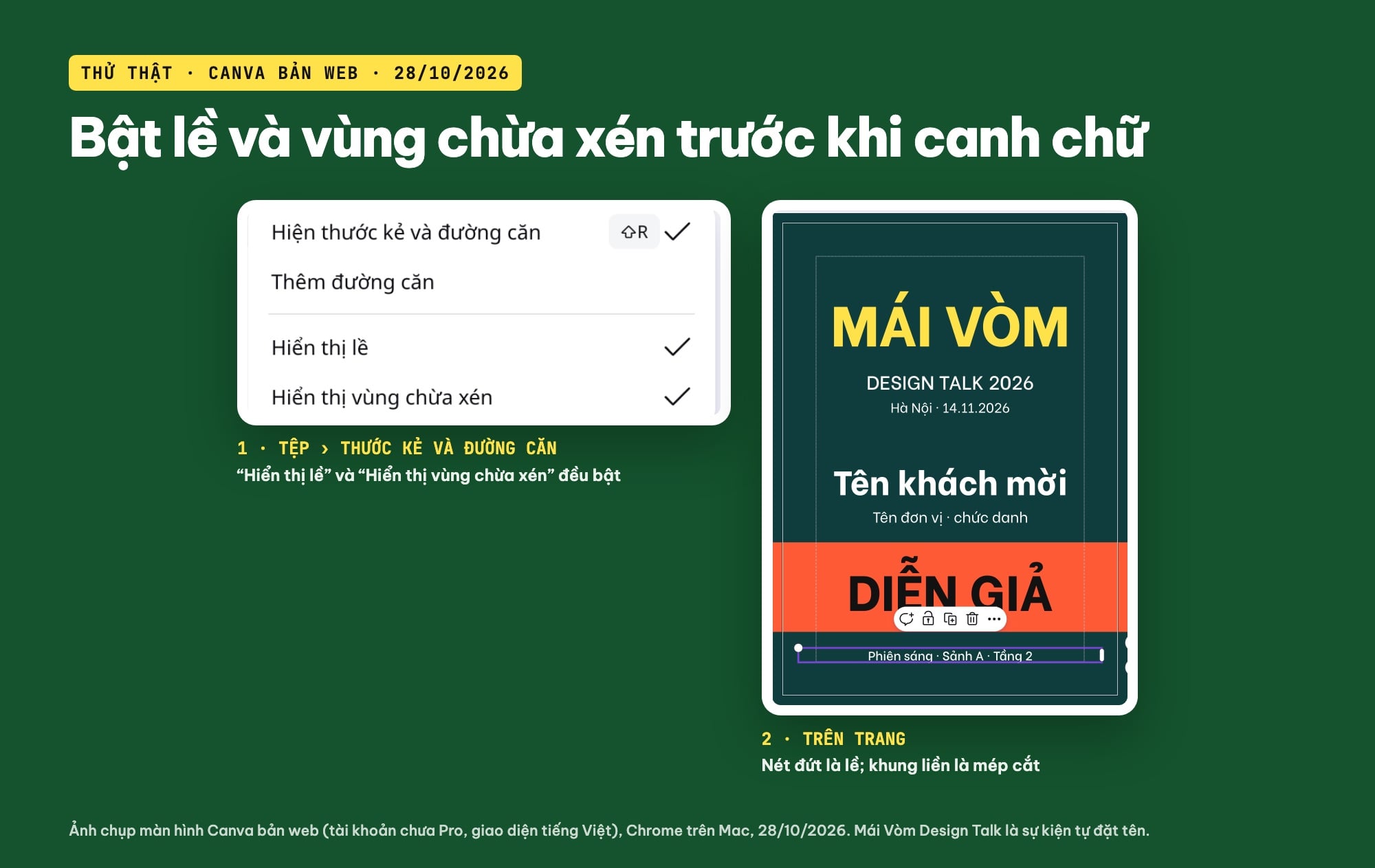 Bật lề và vùng chừa xén khi thiết kế thẻ đeo trên Canva