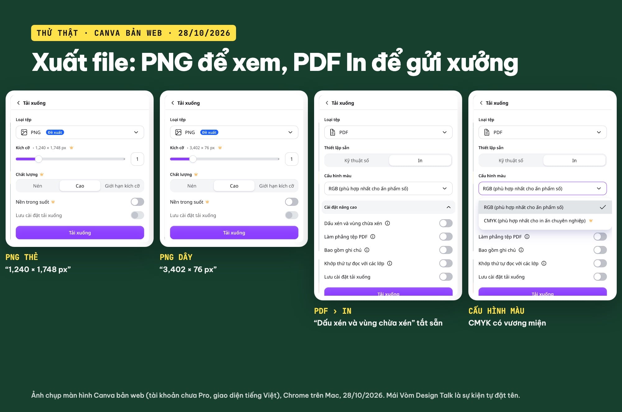 Xuất file in thẻ đeo và dây đeo từ Canva