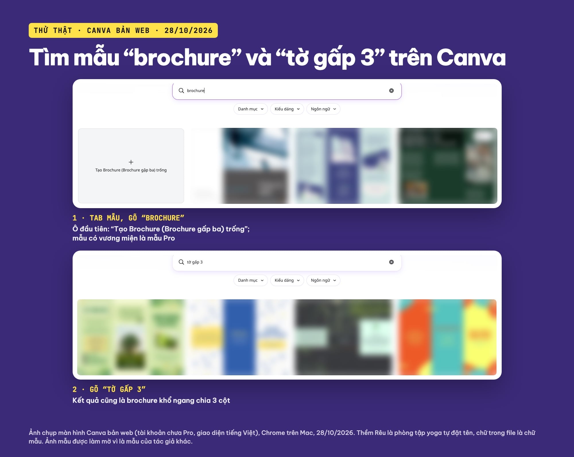 Tìm mẫu brochure gấp 3 trên Canva