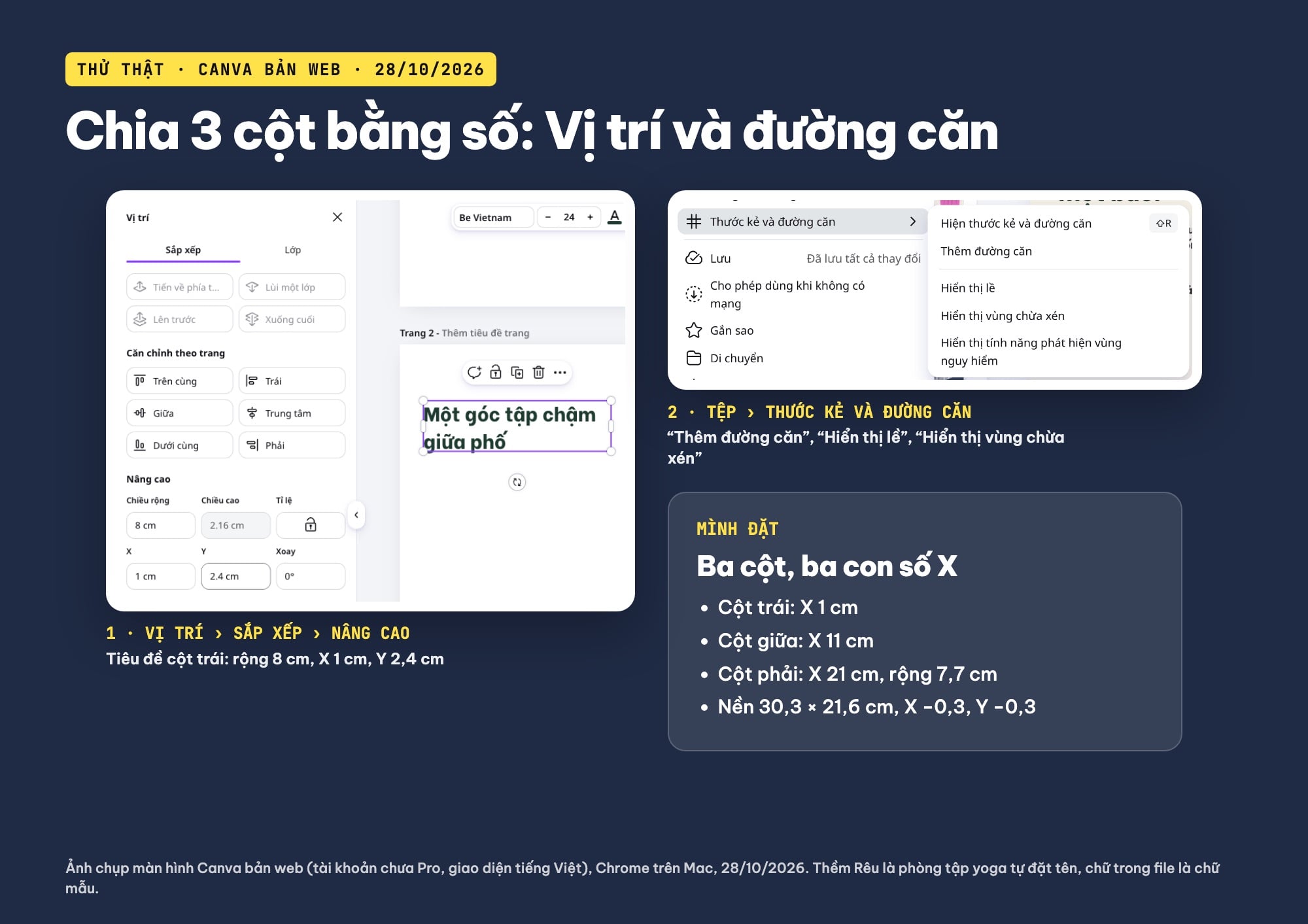 Chia cột brochure bằng Vị trí và đường căn trên Canva