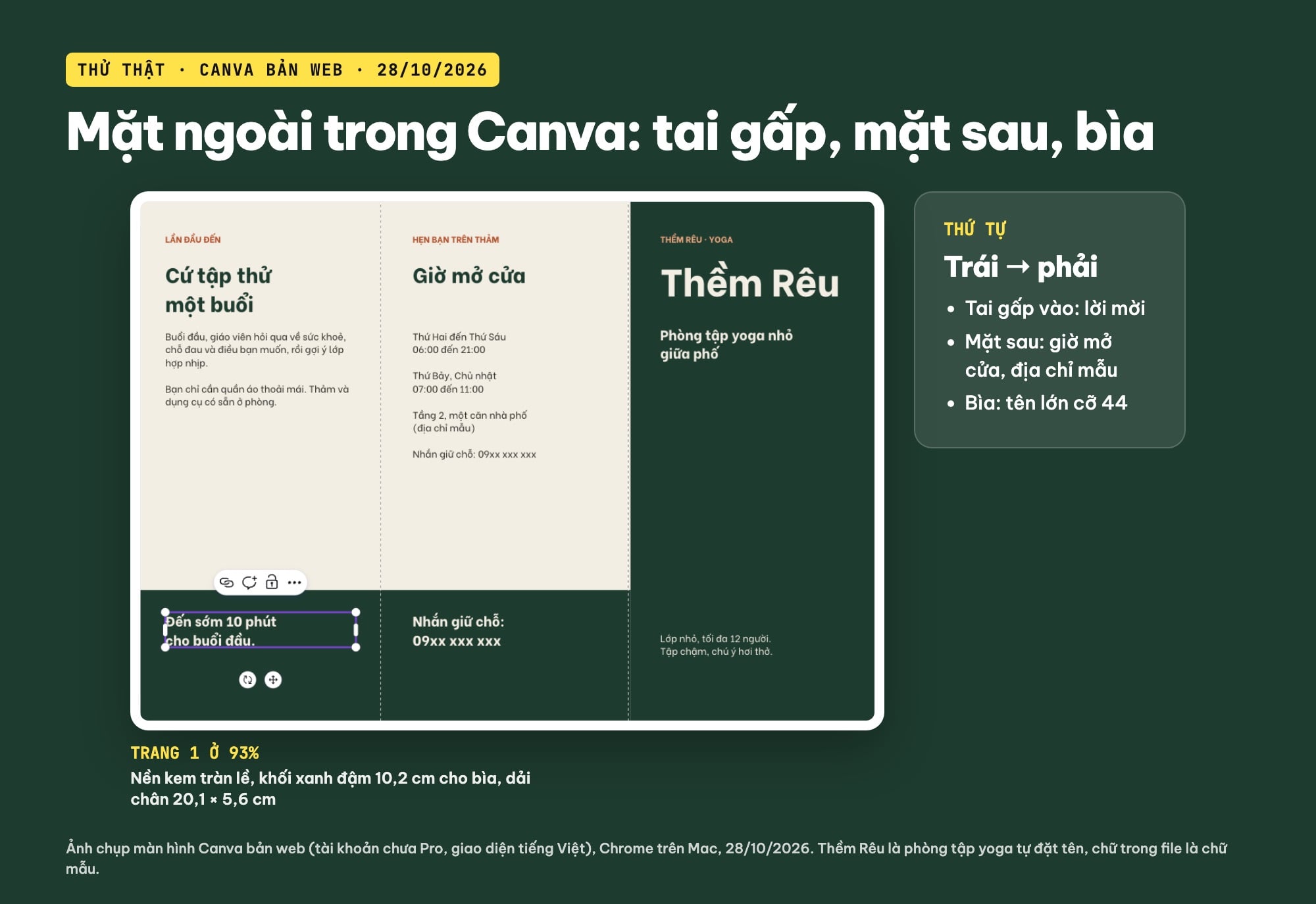 Mặt ngoài brochure gấp 3 trong Canva