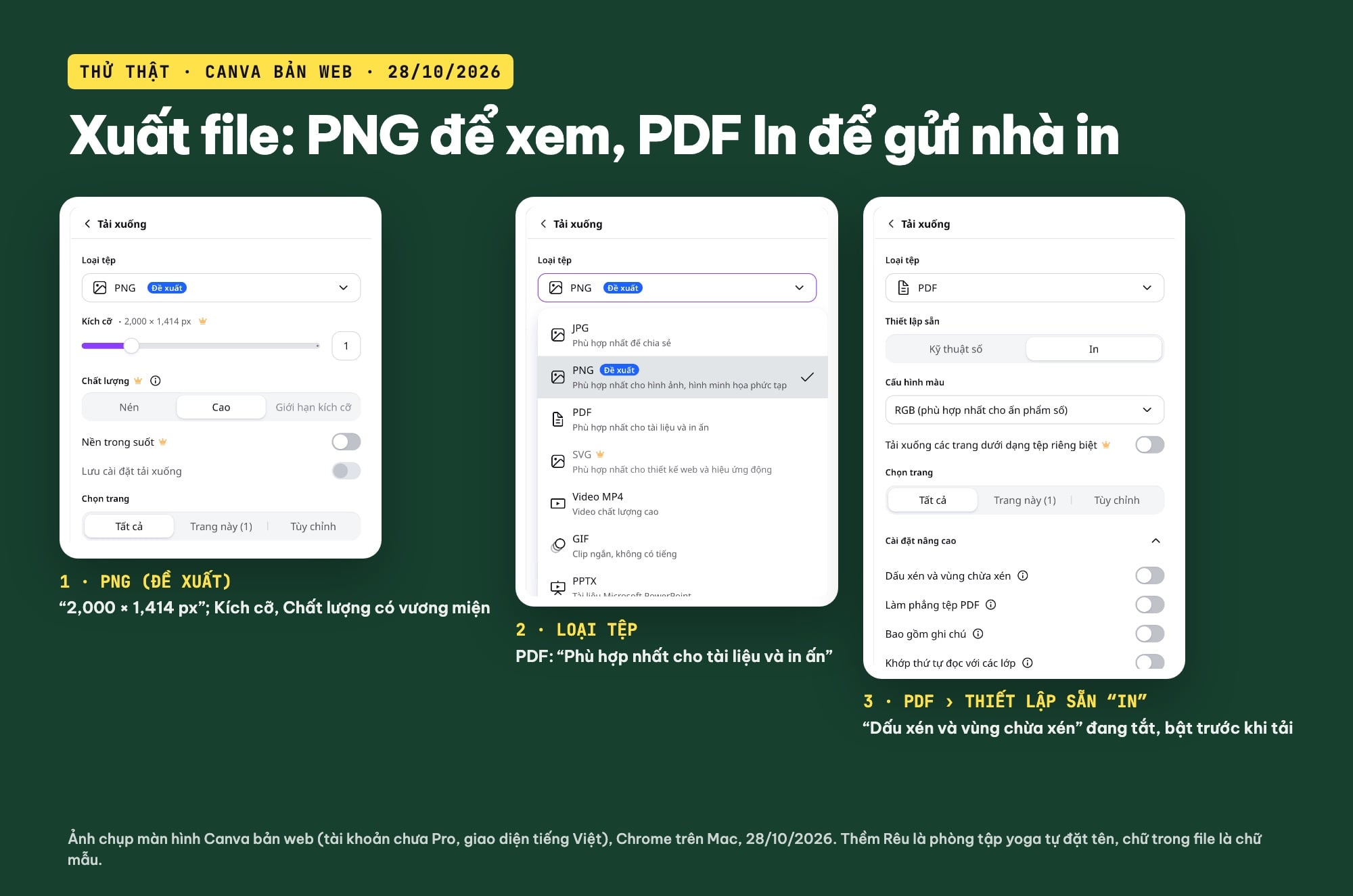 Xuất file PNG và PDF In cho brochure trên Canva