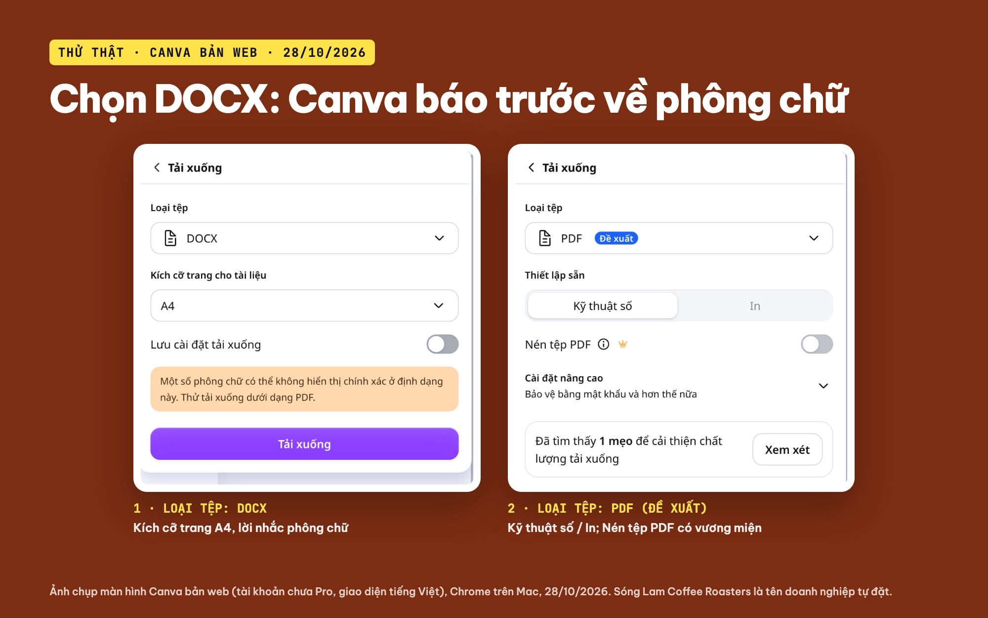 Tuỳ chọn tải DOCX và PDF trong Canva